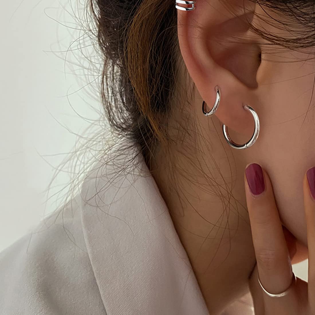 7 Paia Orecchini A Cerchio In Acciaio Inossidabile Per Uomo E Donna – Da 8 A 20 Mm, Ipoallergenici E Leggeri, Perfetti Per Cartilagine, Naso E Lobolo