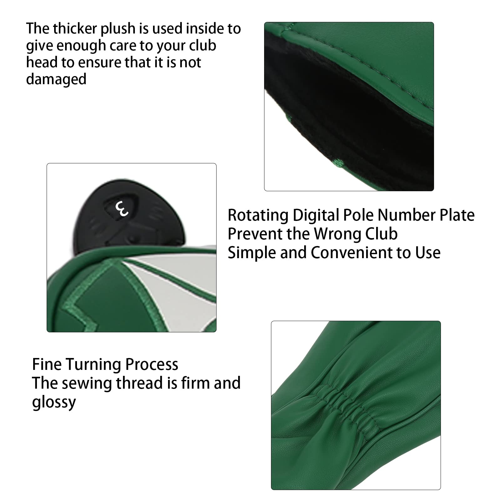 Alvinlite Golf Green Leather Driver/Fairway Wood/Hybrid Headcover #1#3#5#UT golf