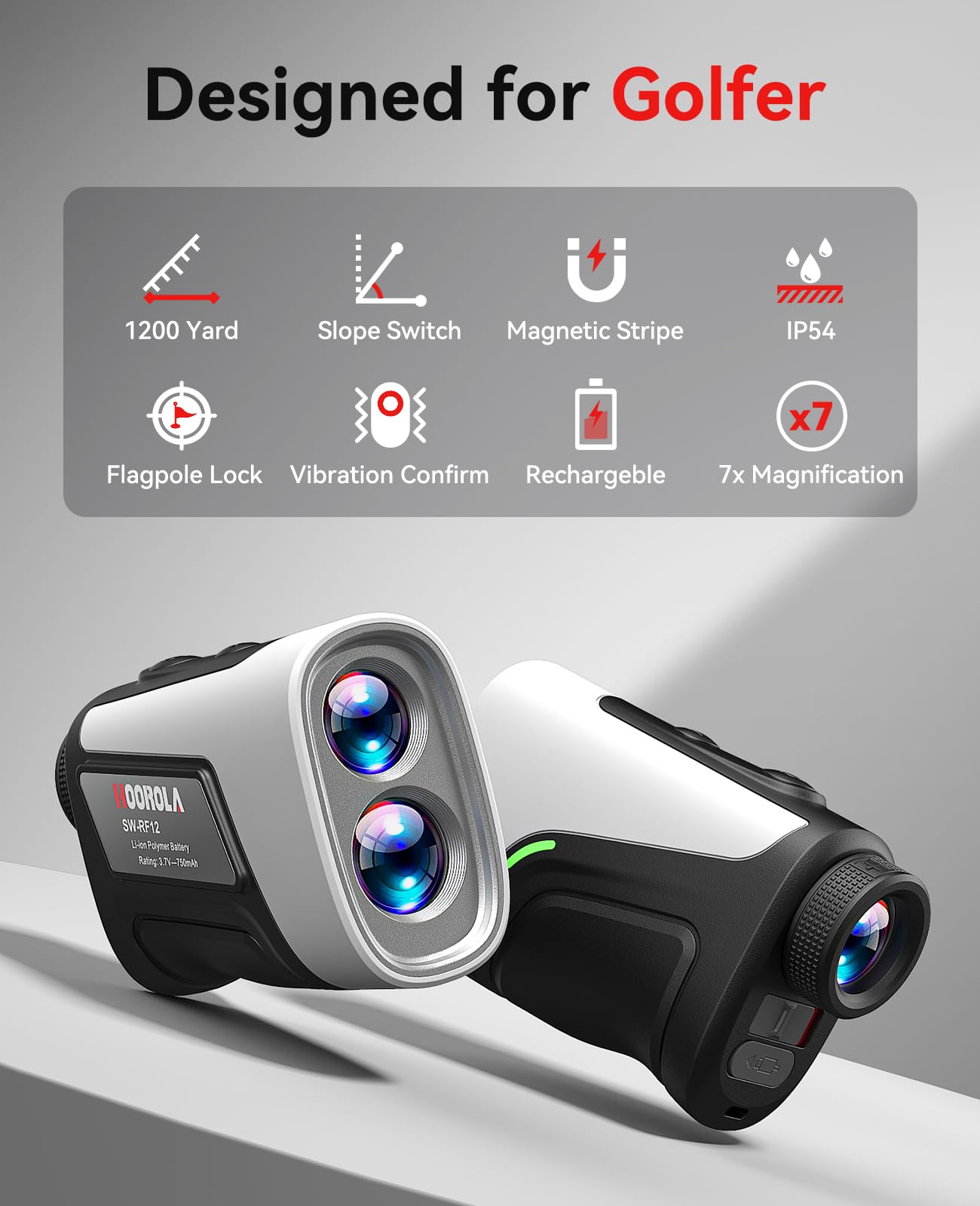 Range Finder Golf, telemetro con pendenza, banda magnetica, lunghezza 1000