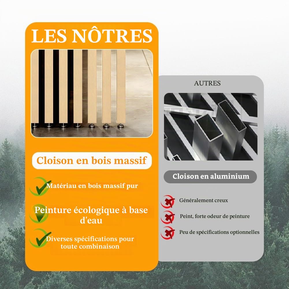 Générique Cloison EE Séparation Bois, Cloison Séparation Poteau Intérieur, Separation de Piece pour Entrée, Restaurant, Bureau, Colonne Décoration(Natural-1 Pcs,155cm)