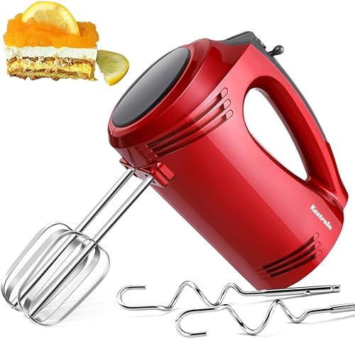 Batidora de mano eléctrica de mano con fondo plano, mezclador portátil para hornear pasteles de cocina, mezcla potente para masas más gruesas con