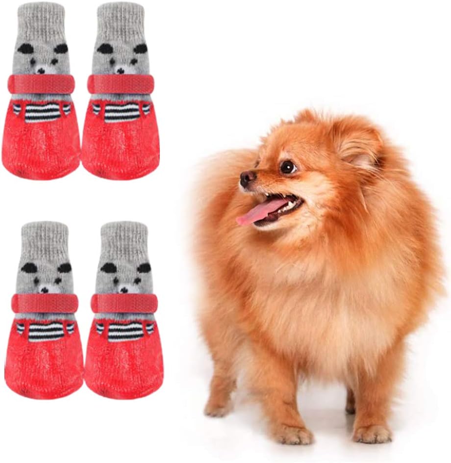 Pichidr ペット用靴下 犬靴 犬用 ペット用ソックス 軽い 4個セット 3