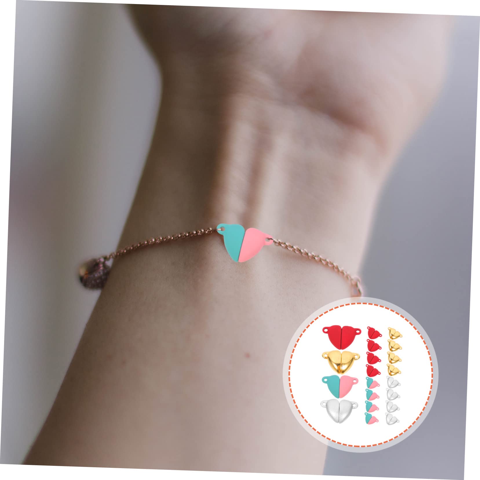 5 Series Pulsera Con Cierre Corchete Manos Cierres Corazon Brazalete Cierre De Bricolaje Cierre De Conectores Magnéticos Para Pulsera Aleación 20 Piezas X 5