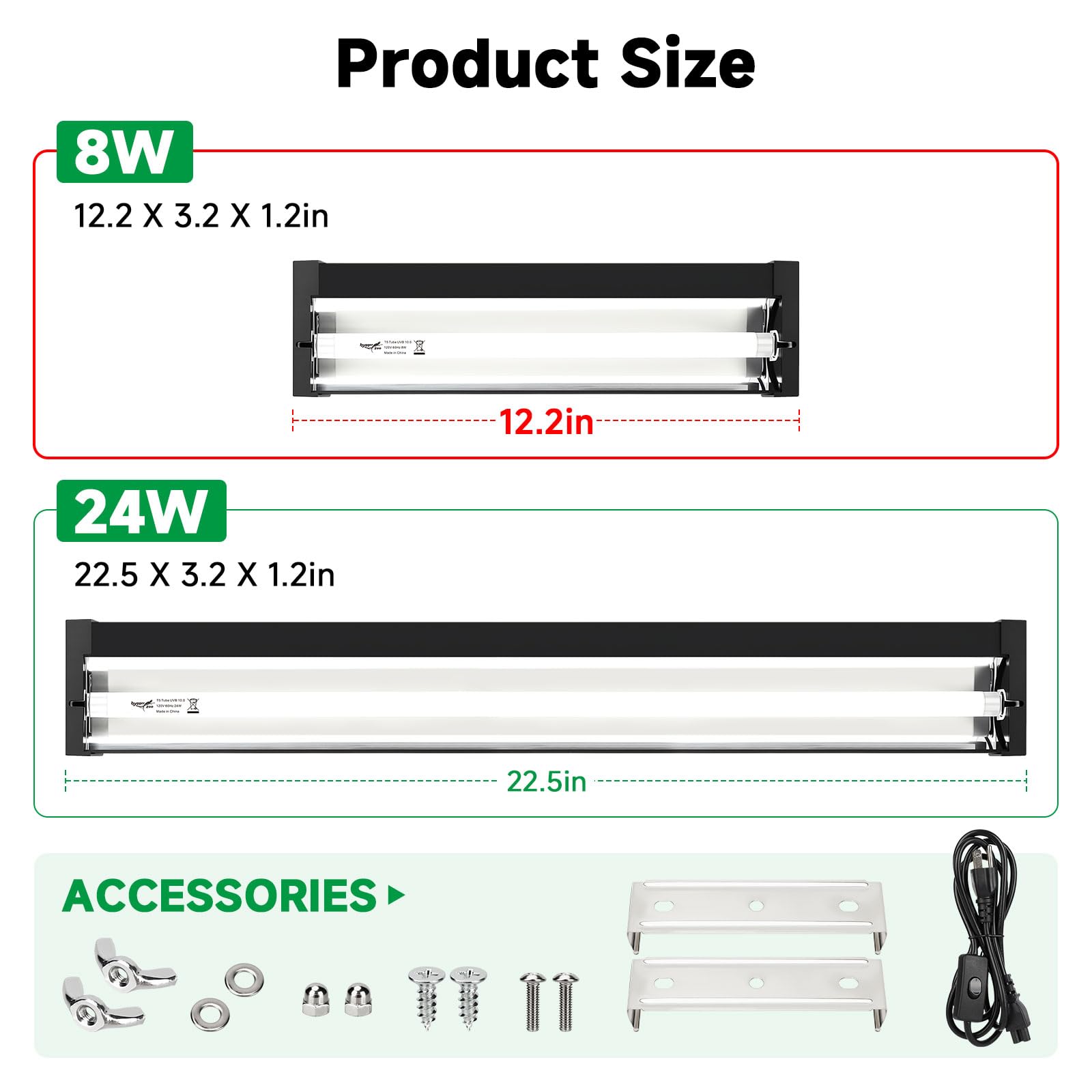 T5 UVB Reptile Light Fixture Upgrade Square HO UVB Bulb Lighting Combo Kit 10.0 UVB Light for Reptiles Terrarium Fluorescent 8W Reptile Light Bar UVA UVB Desert Lamp for Bearded Dragon Turtle Tank - image 2