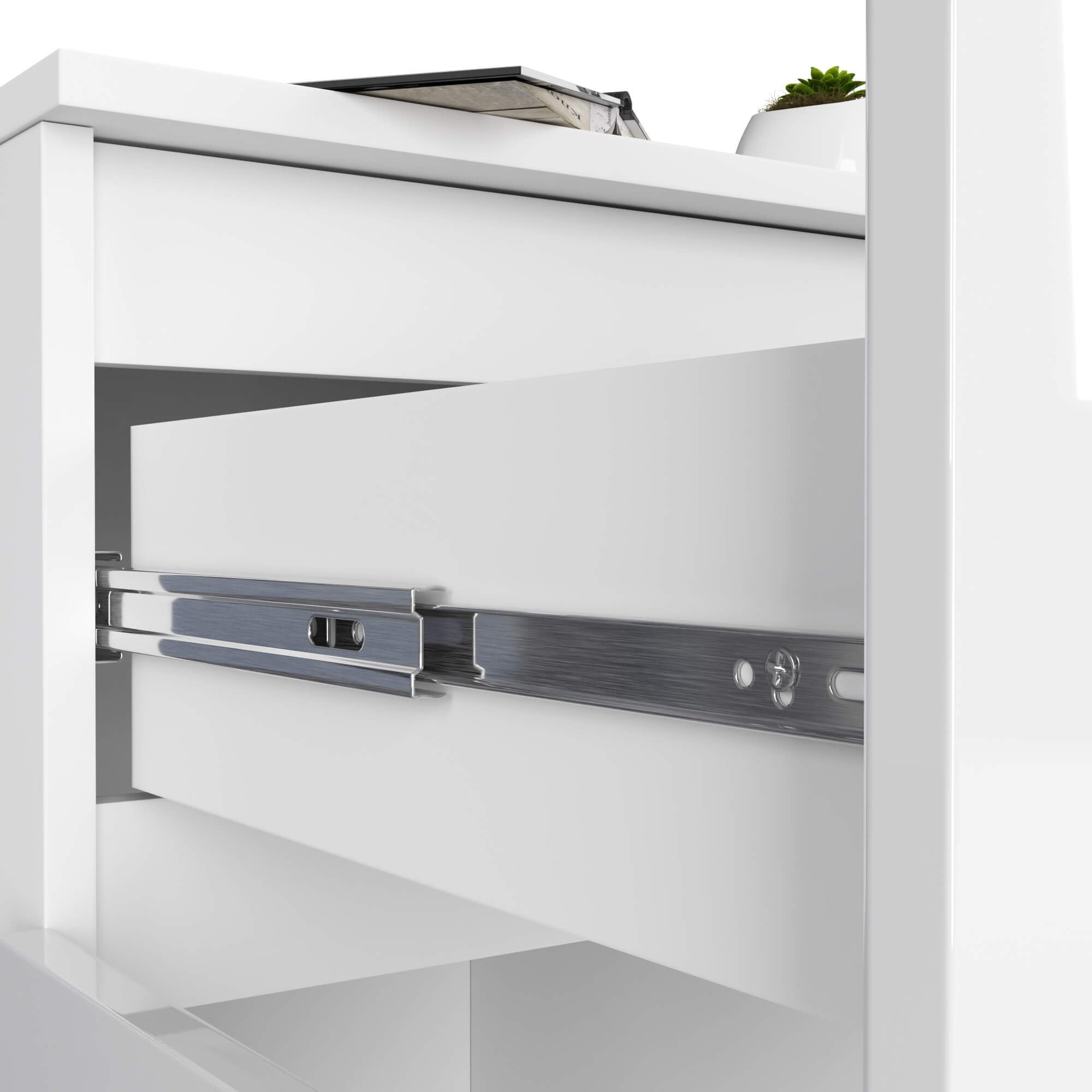 AKORD Cassettiera K80 con 2 ante e 1 cassetto | Mobiletti Ingresso Bagno | Armadio Cameretta | Comodino | Design moderno | L80 x H99 x P40 cm, peso 34 kg | Bianco & Bianco Lucido Frontale