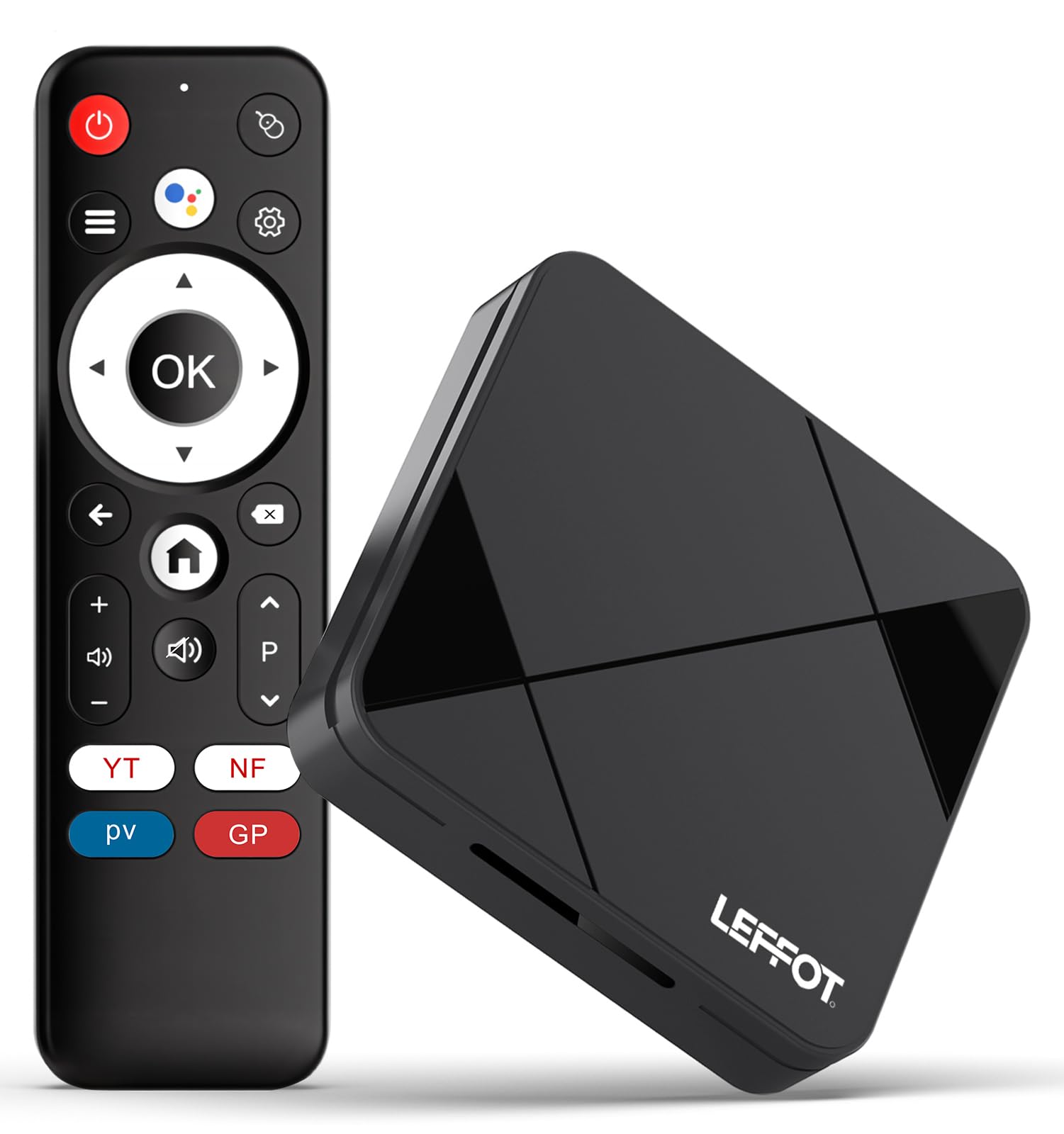 4K - Custodia Android TV, LEFFOT Android 14.0 TV Box 2026, 2GB RAM + 16GB ROM | Custodia IP-TV Streaming con controllo vocale, WiFi 6, BT 5.4, USB 3.0 HDR10, RK3518 Quad-Core A53