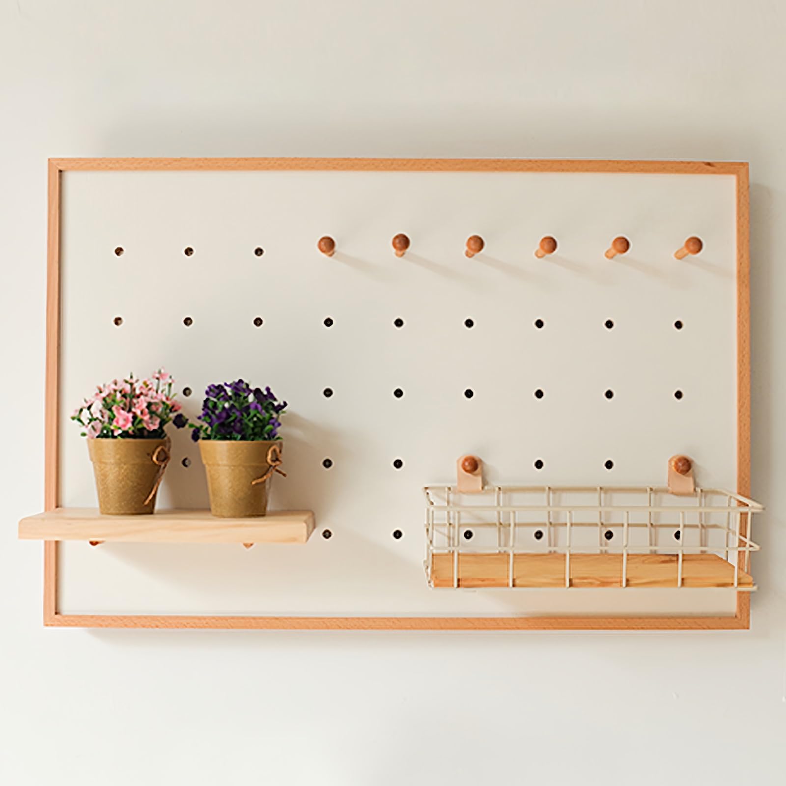 Wandmontierte Lochwand mit Zubehör, Holz-Organizer-Display für Schlafzimmer, Zuhause, Büro, Bastelraum, Hängende Hölzerne Pegboard