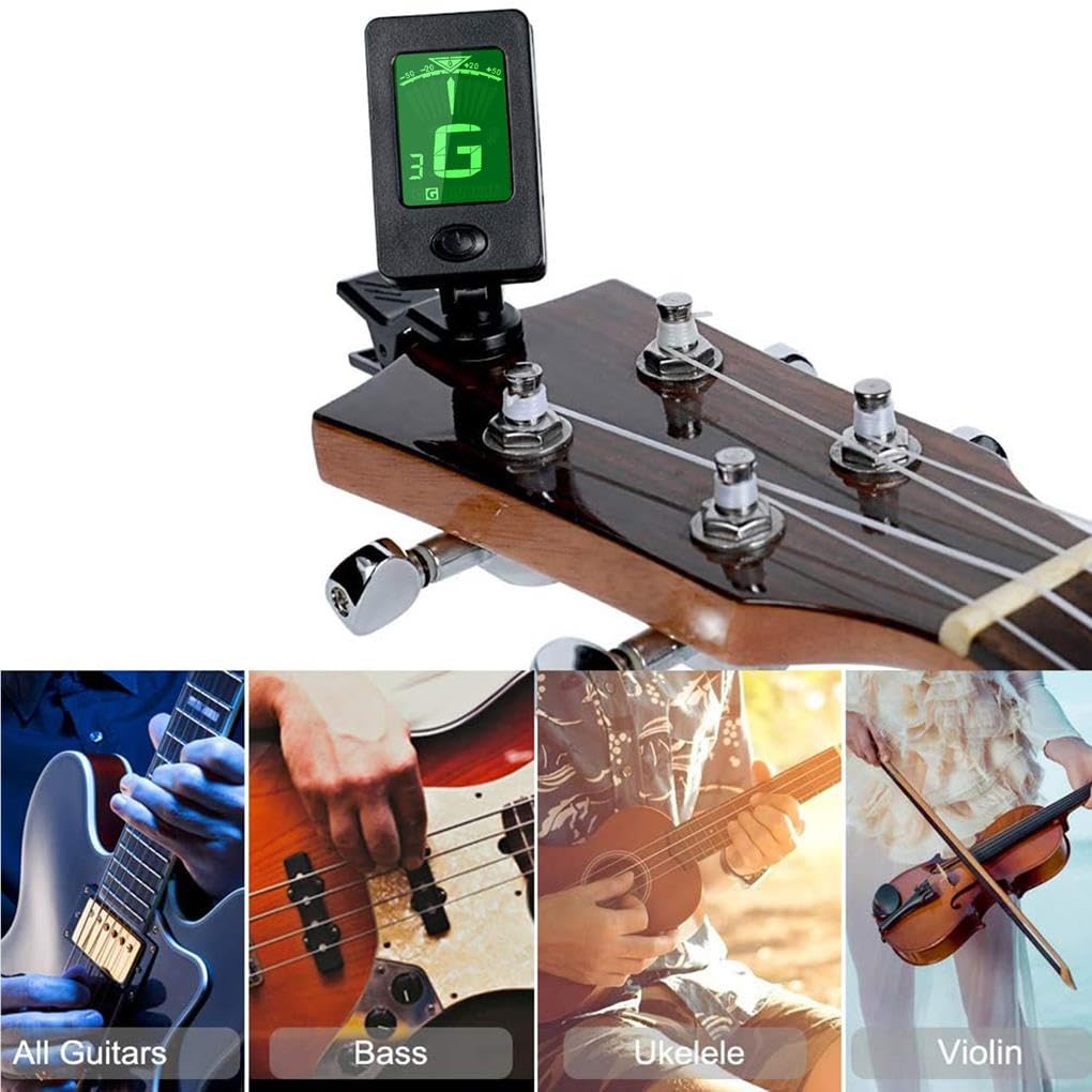 10 set Digitale Chitarra Tuner Alimentato A Batteria Anti-Interferenza Rotante Clip-On Schermo LCD Luce Tuners Violino Basso Accessori Stile 1