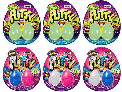 JA-RU Glitter & Glow in the Dark Slime Putty Fidget Toys 5052-6s