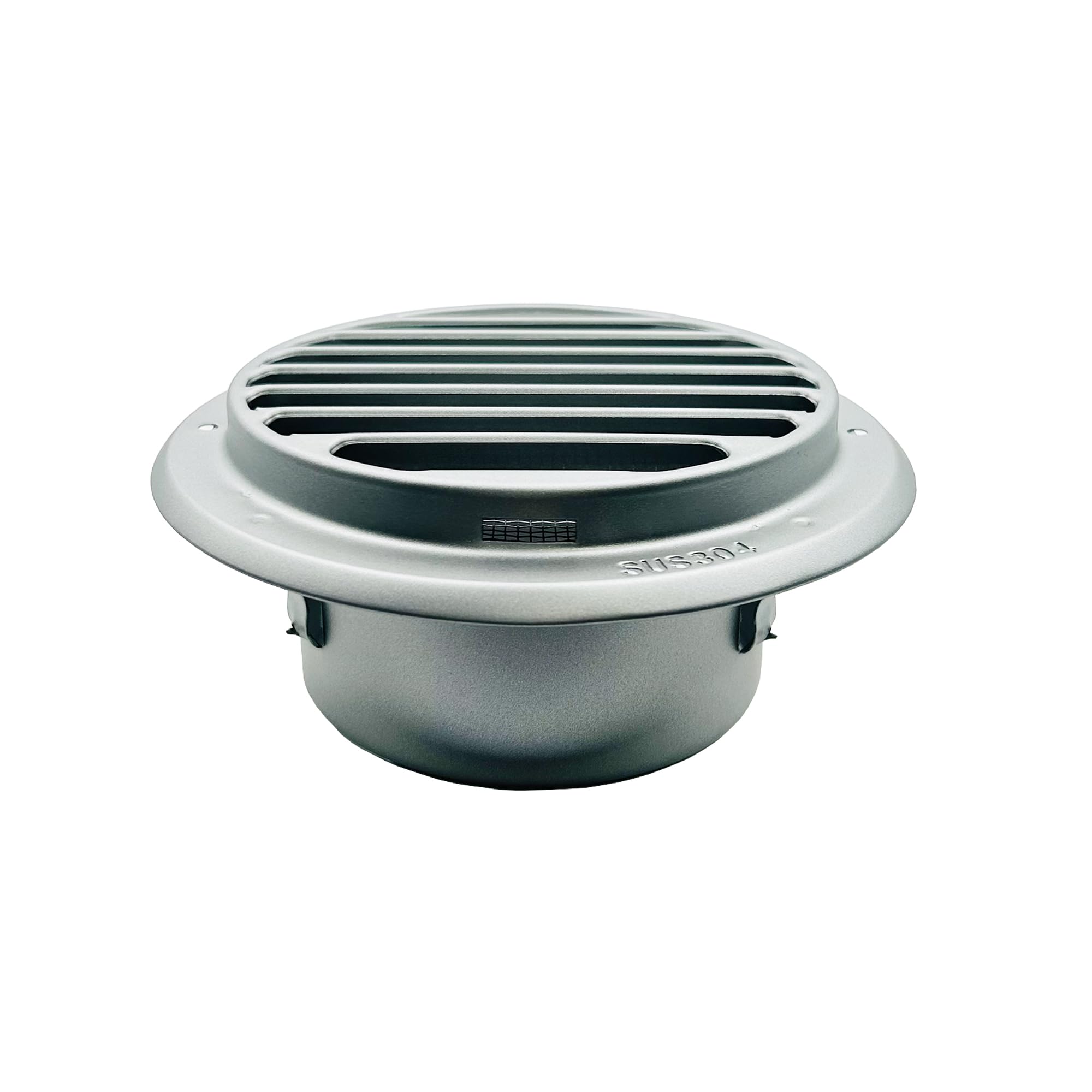 GEFONG Stainless Steel Louvered Wall Grille 4 inch 100 mm with Anti-Insect Mesh for Ceiling Extractor Fan Bathroom Air Vent Cover Tumble Dryer Ventilation Cooker Hood Ducting Silver-Gray 1 pc