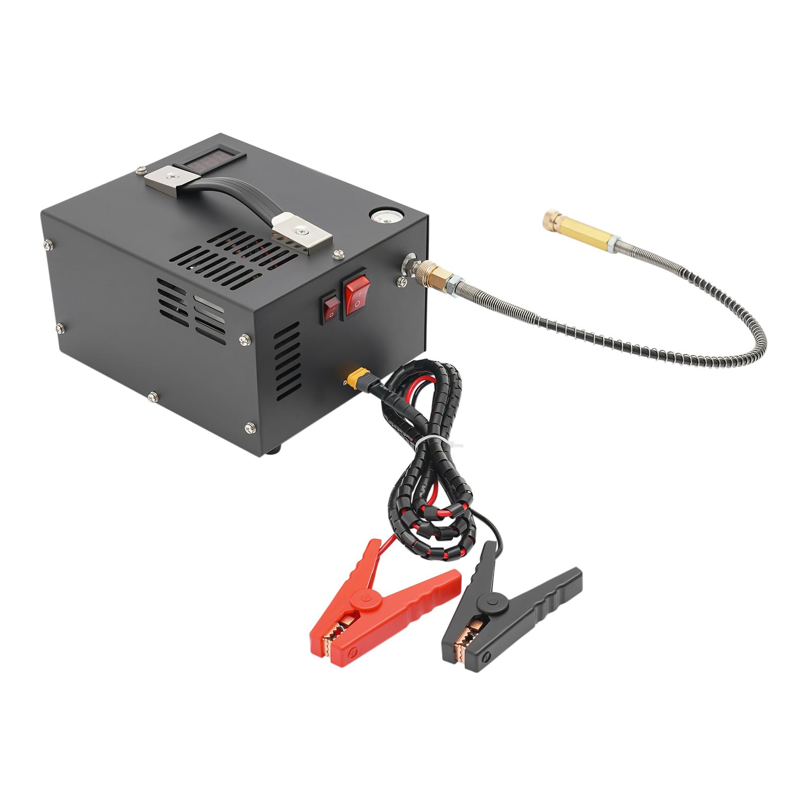 Tragbarer PCP Kompressor, 4500Psi / 30MPa/300bar Luftkompressor Öl/Wasser frei, Angetrieben durch 12V DC Autobatterie, Luftkompressor für Paintball/Scuba Tank