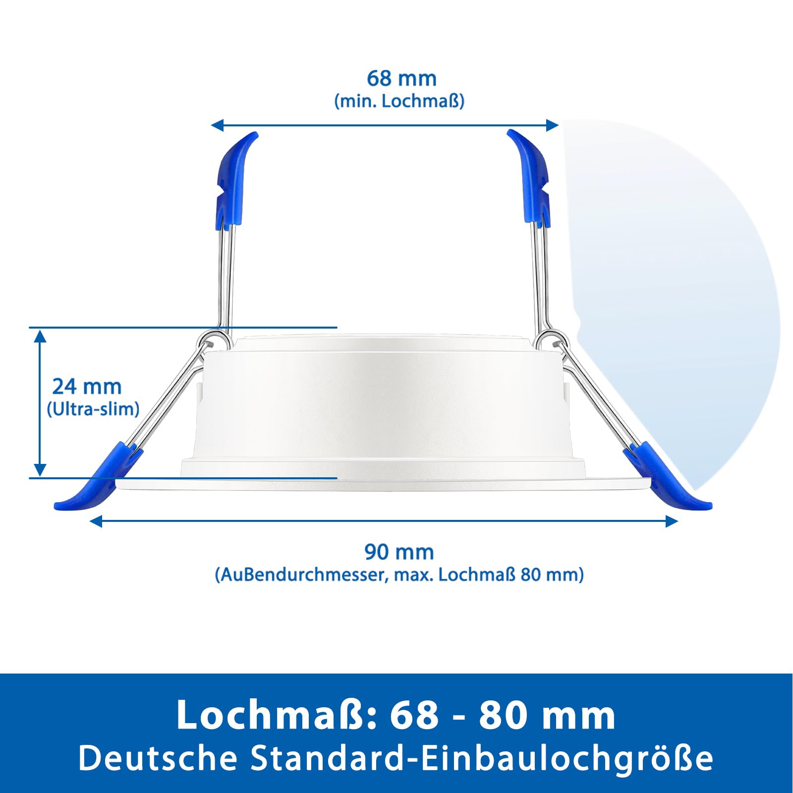 ZIZZLER 40er Set LED Einbaustrahler 230V Flach 68-80mm IP44 Neutralweiß 5W 4000K
