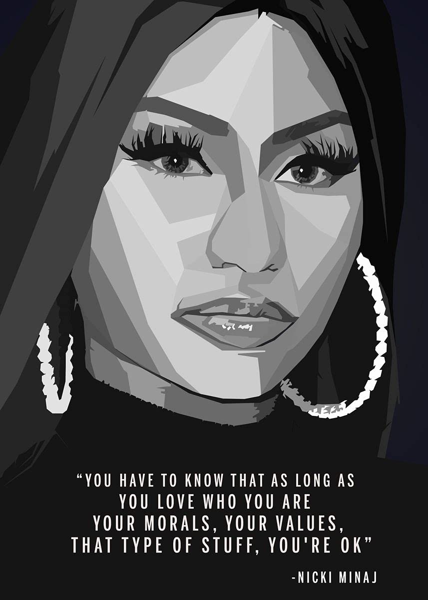 Street Art Nicki Minaj American Rapper Singer Songwriter Popular Music Print Poster Wall Art Picture A4 +, 8.3 X 11.7 Inches