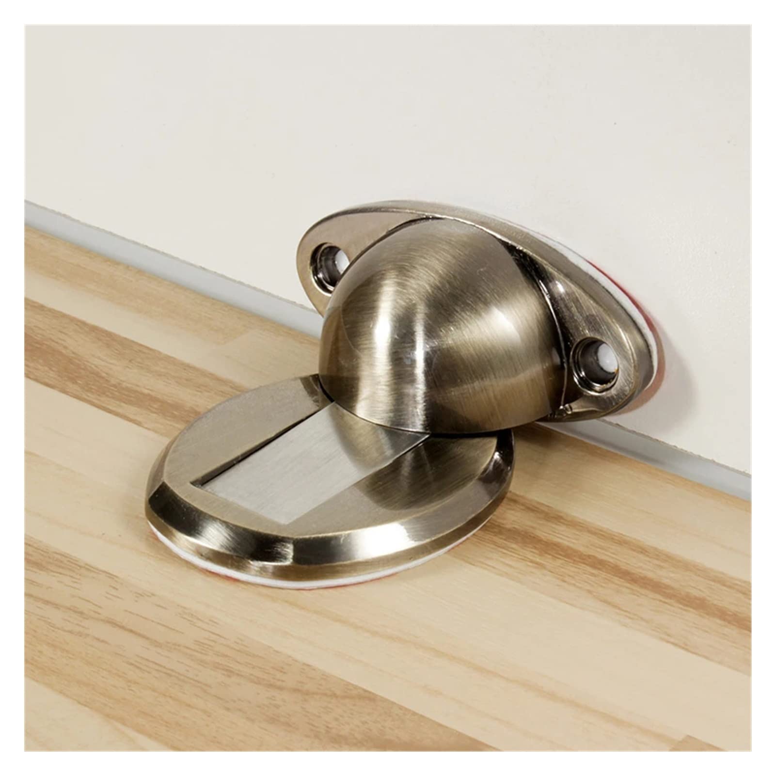 Self-Adhesive Door Stopper,Bumper Buffer, Thicknessed Zinc Alloy Sticker Hidden Holders Catch Floor Nail-Free Doorstop Hardware(Silver)