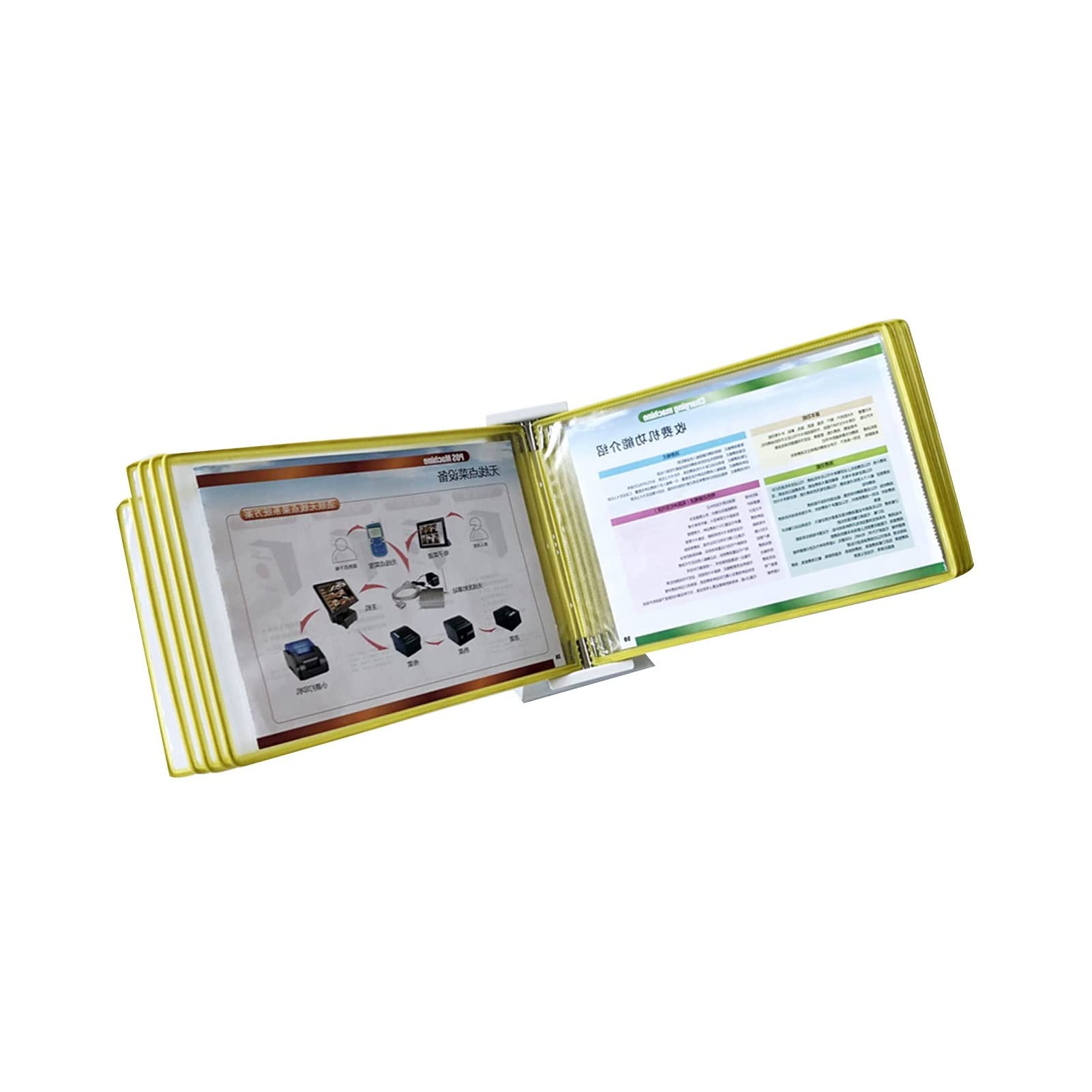 OLSKFUH Desktop Reference Organizer - Desktop Flip Display Folder Horizontal Catalog Reference System Wall-Mounted A4,Yellow