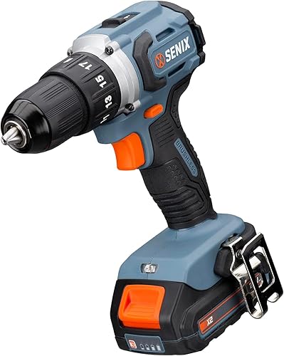Miniatura 10 de SENIX Taladrodestornillador sin escobillas de 20 voltios máximo* 12 pulgada, 45 pies libras de par máximo, 2000 RPM máximo, embrague de 17
