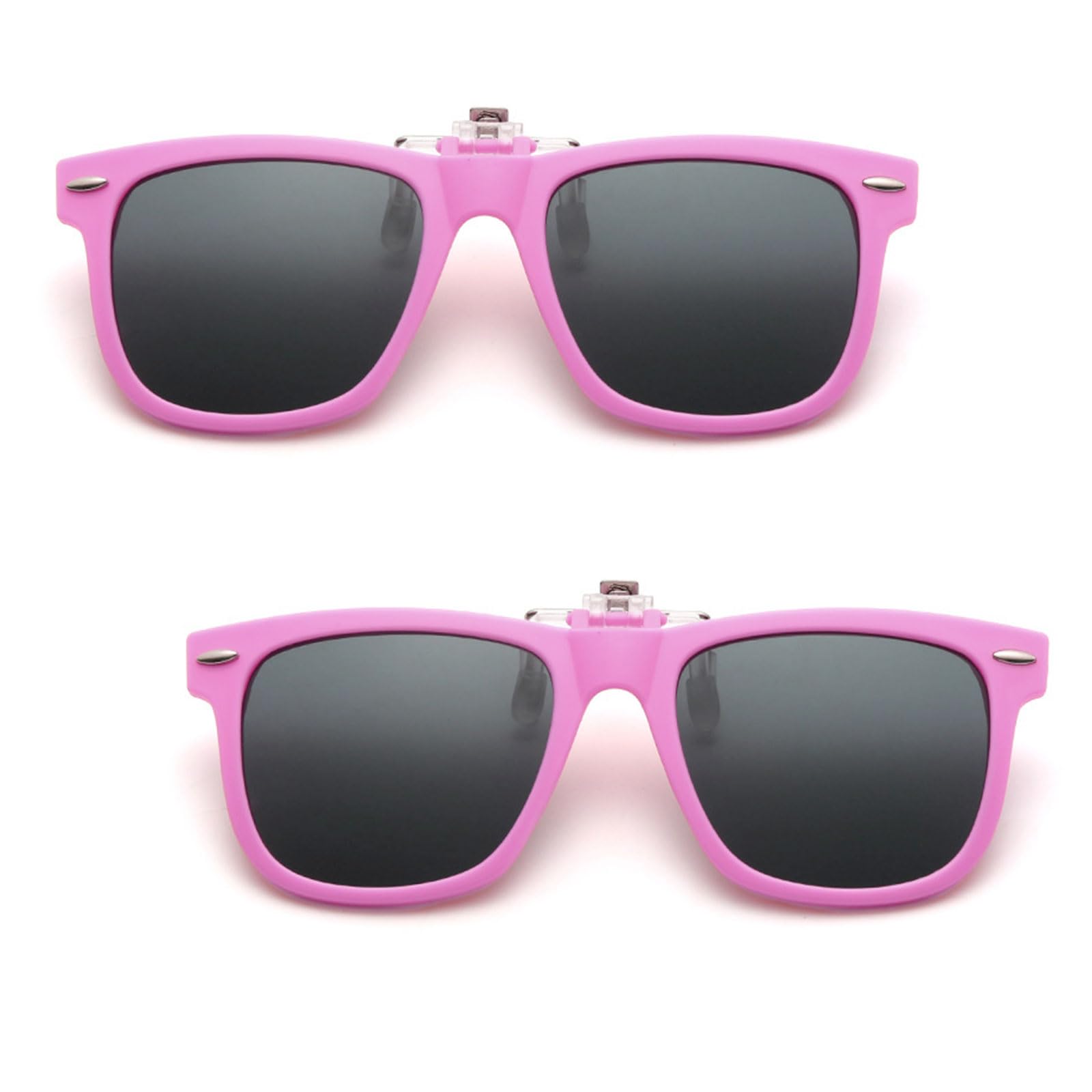 FUIPVGI 2 Stück Polarisierte Sonnenbrille mit UV Schutz - Brille Aufsatz für Brillenträger, Überbrille Blendschutz für Jungen Mädchen (Rosa)
