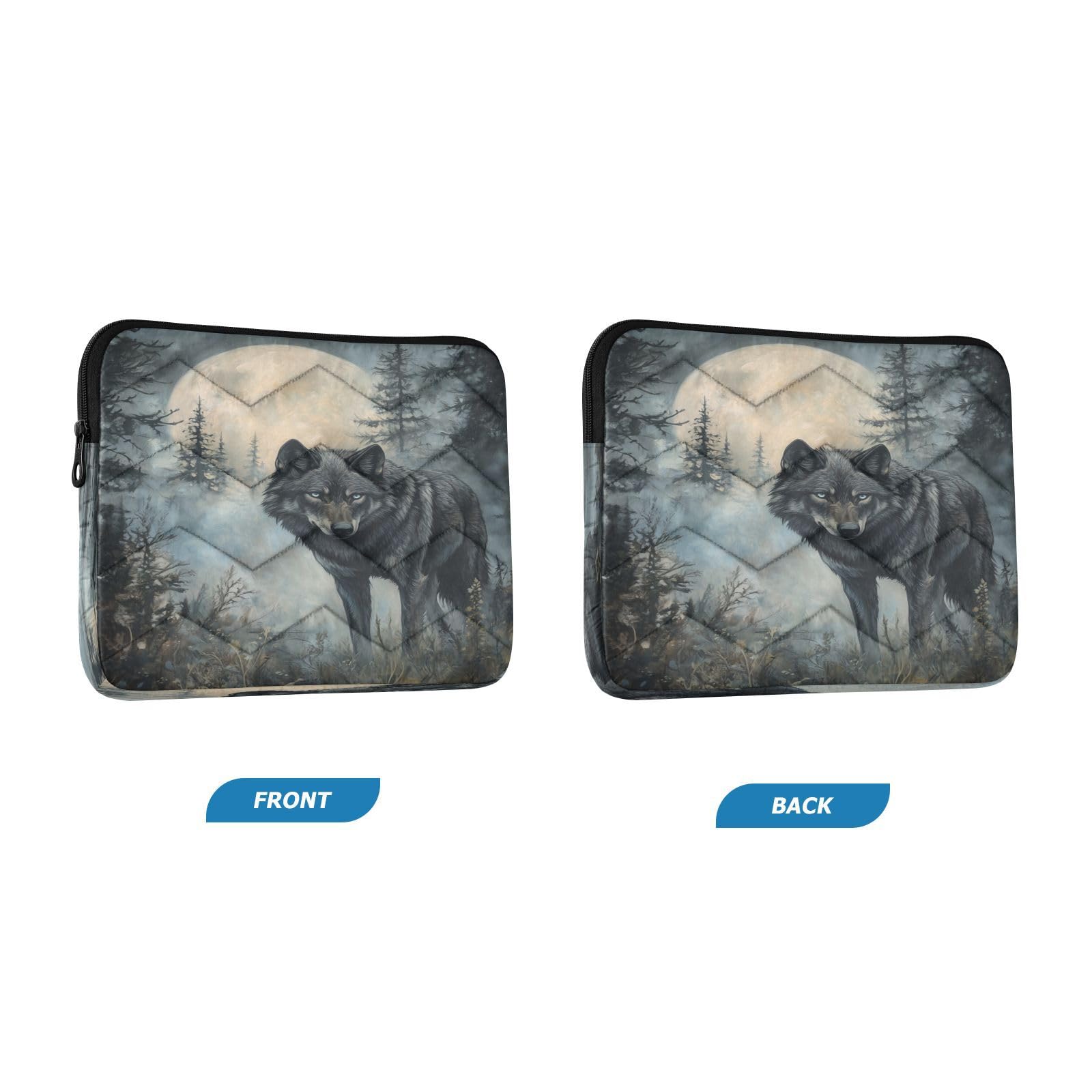 Wolf Moon Forest Blue Laptop Sleeve for 13-13.3 in Water Resistant Portable Laptop Sleeve Bag Protective Case for Men Women Boys