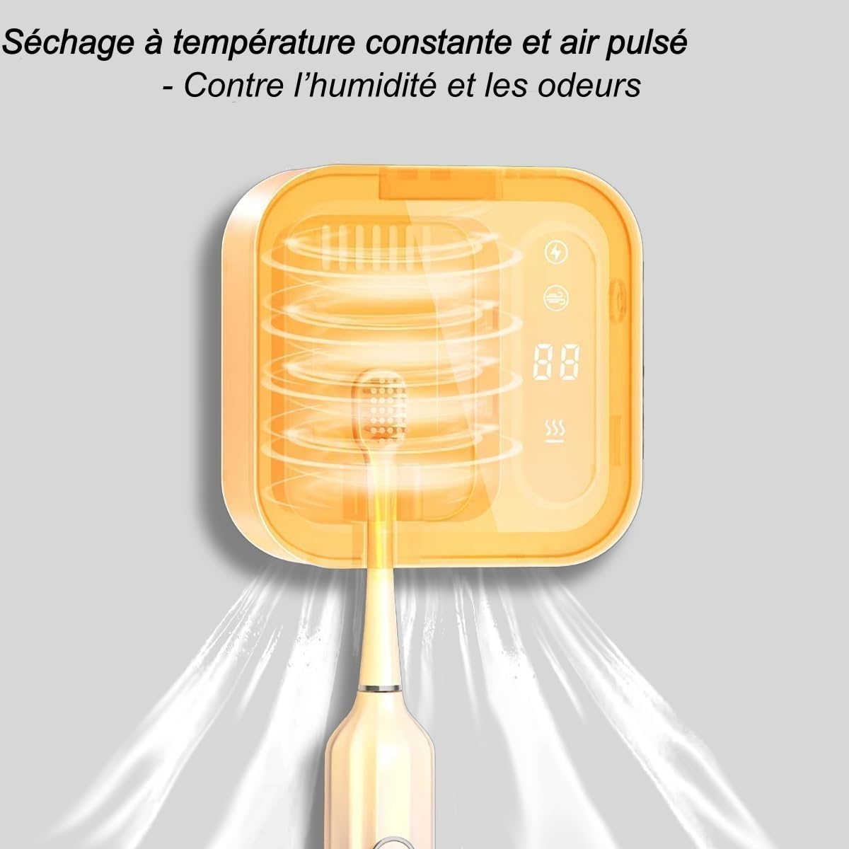 Stérilisateur de Brosse à Dents UV 2 en 1,Séchage Automatique 99,9% Anti-Bactérien,Support Mural sans Perçage, Portable à Bas Bruit, Batterie 1000mAh,Hygiène Bucco-Dentaire Salle de Bain (Blanc)