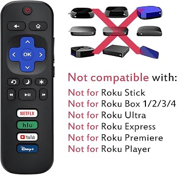 Universal TV Remote Compatible for Roku TV All Series, Remote Control Replacement for Hisense/Onn/TCL/Sharp/Philips/Element/Insignia/Hitachi/JVC R0KU Smart TVs (Not for RokuStick,Box and Player)