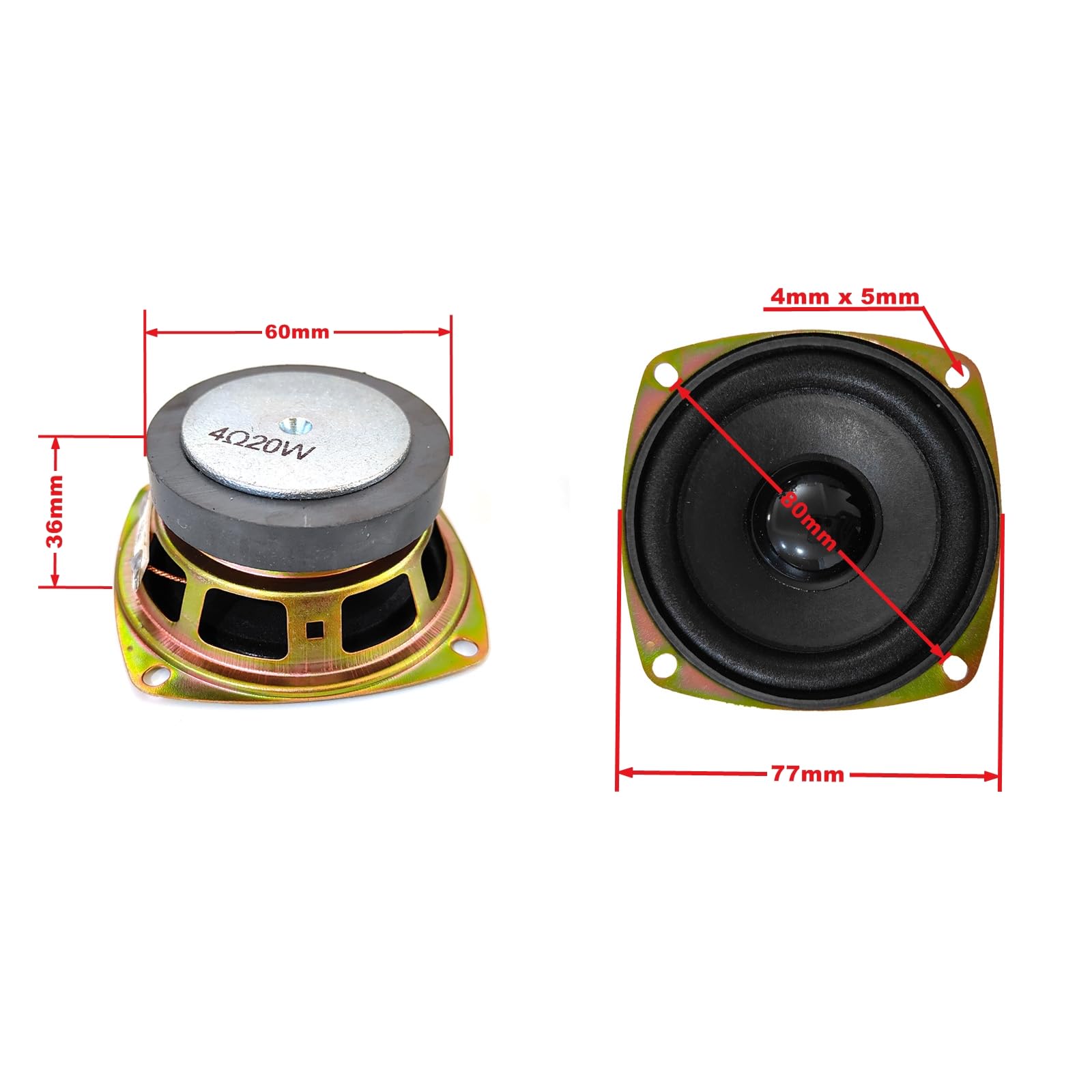 Gikfun 3 pollici 4Ohm 20W Full Range Audio Speaker Stereo Woofer Altoparlante per Arduino Sostituzione FAI DA TE (confezione da 2 pezzi) EK2173