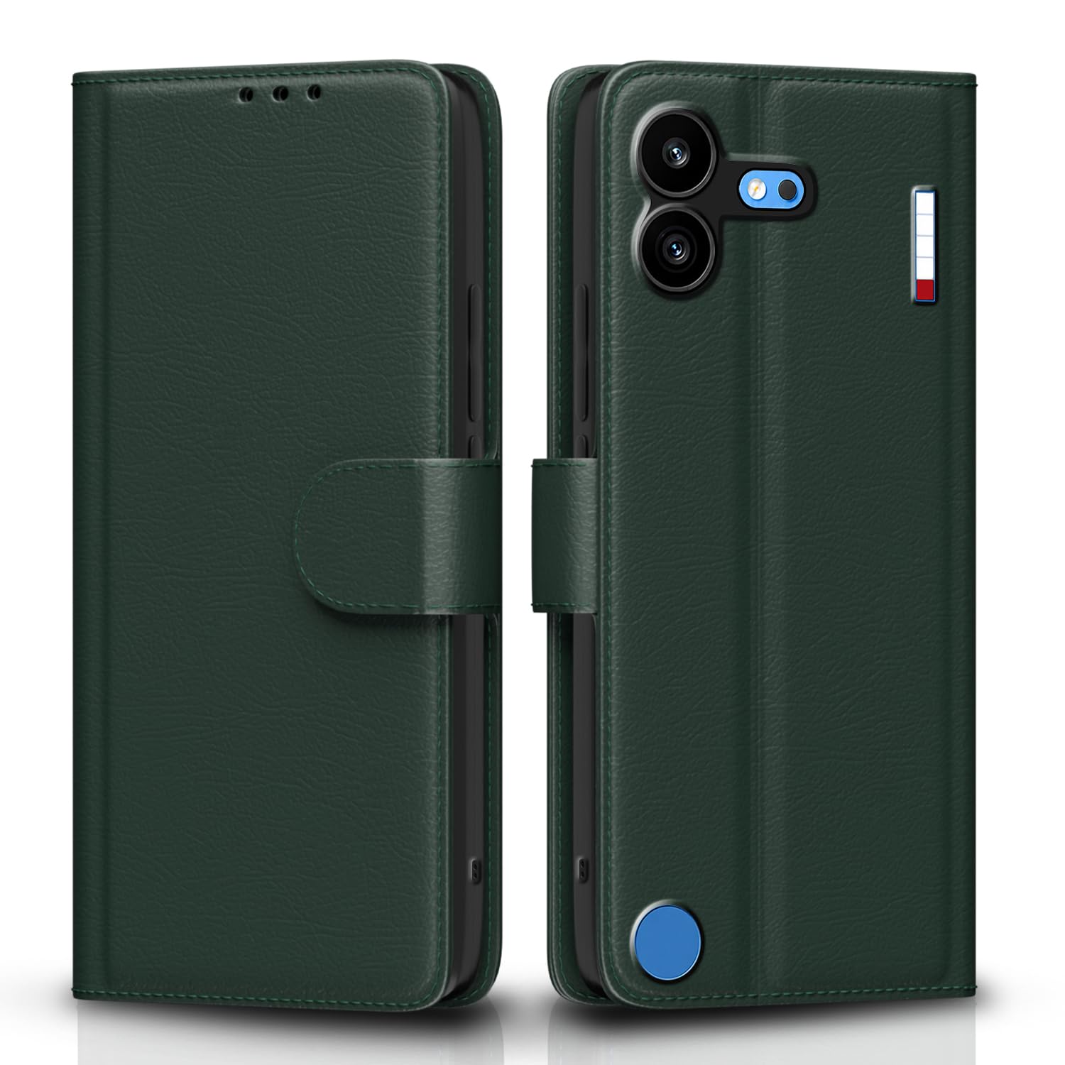 Pikkme Flip Cover for Nothing Phone 4b 5G Leather Finish | Inside TPU with Card Pockets | Wallet Stand and Shock Proof | Complete Protection Flip Case (Green)
