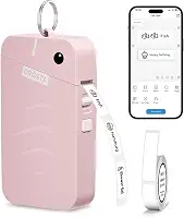ORGSTA Máquina de etiquetar S001 com fita, máquina de etiquetas Bluetooth portátil para organização de casa e escritório, impressora térmica de etiquetas com vários modelos, rosa
