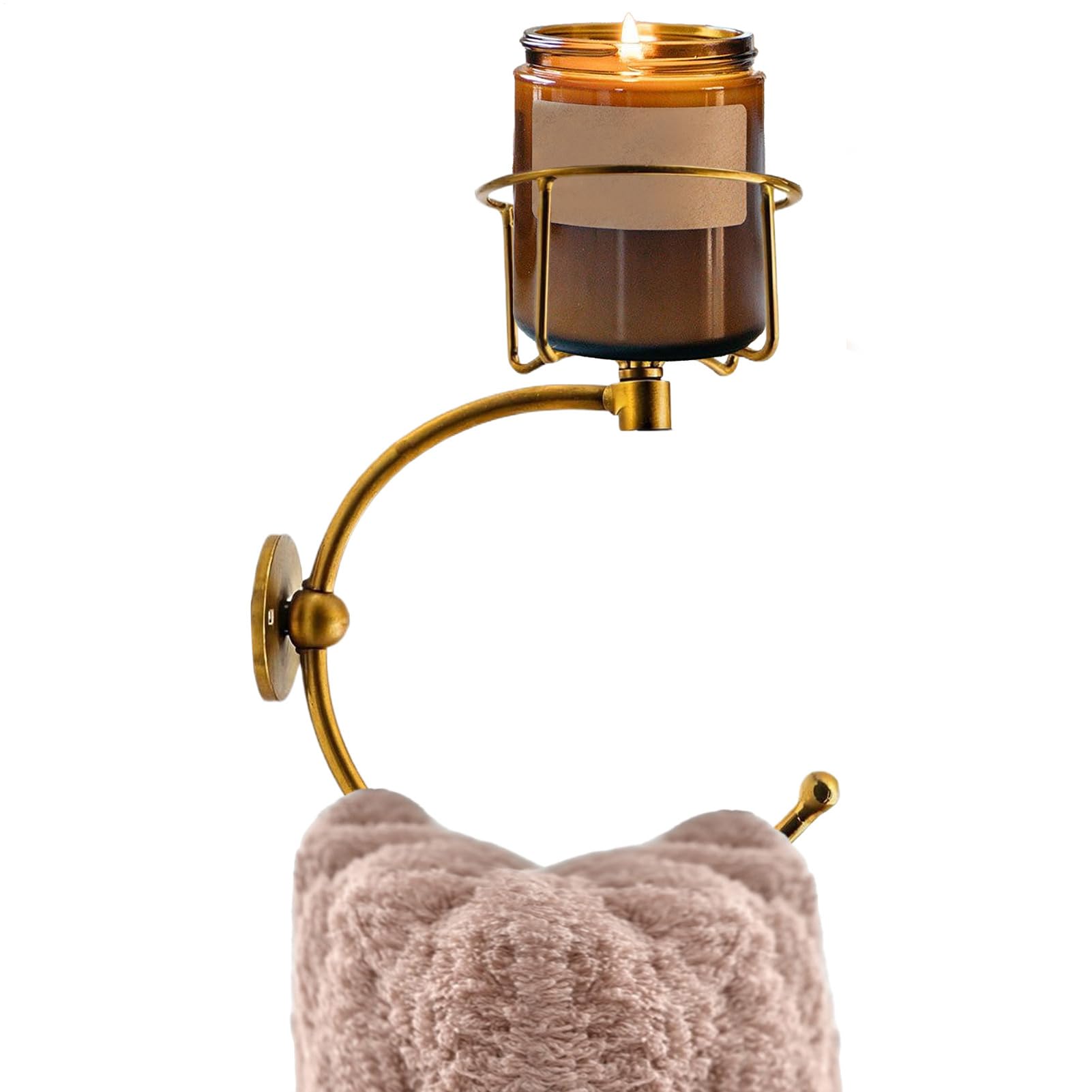 Toalla de Mano de Pared, Soporte de Toalla de Mano, Anillo de Gancho de Toalla de baño con Soporte de Velas, Estante Decorativo Elegante Creativo rústico para Amigos Hotel Hotel Kitchen Baith Centén