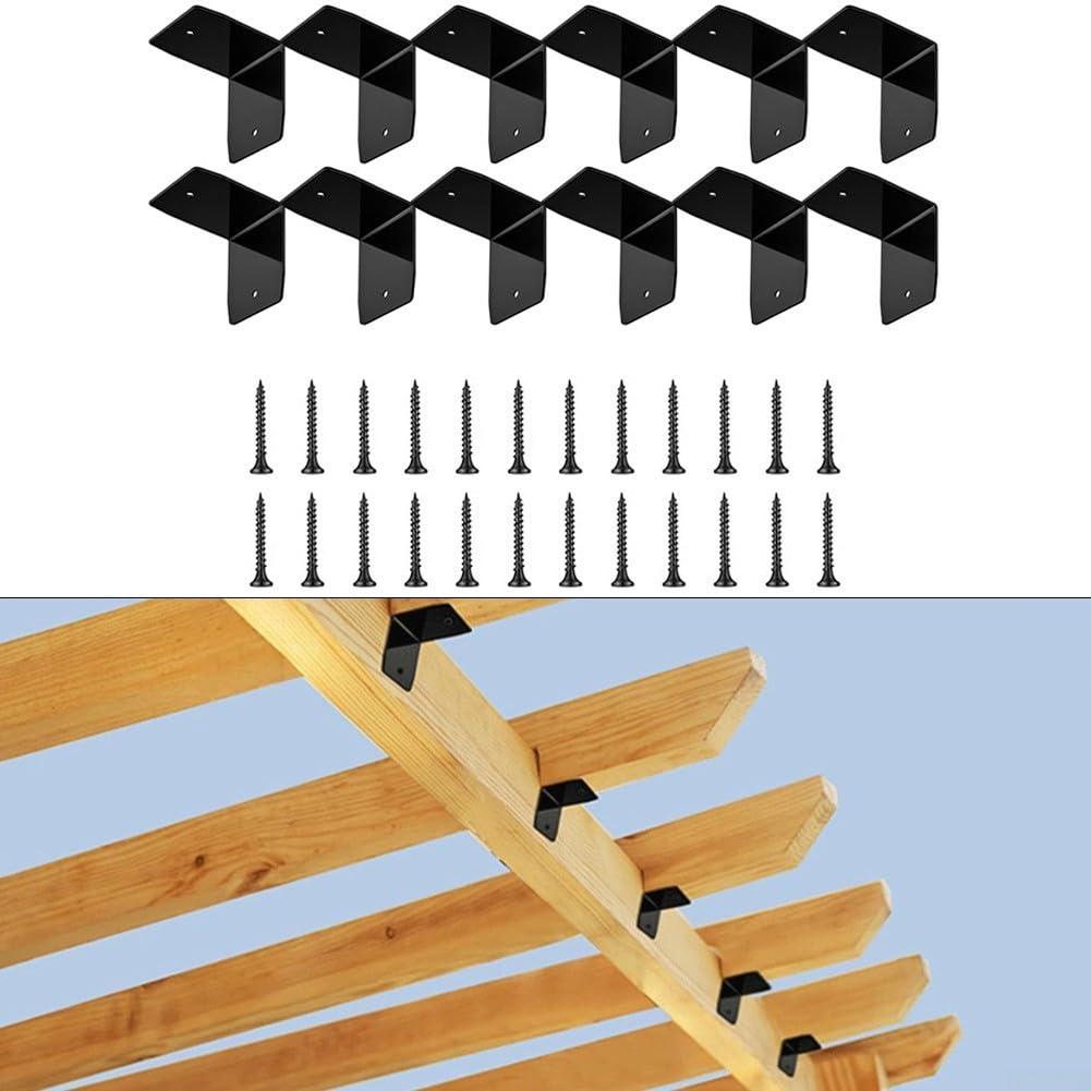 12 Clips Angulo Negro para acero Galvanizado Tornillos 12 Clips(2.95*3.7in)