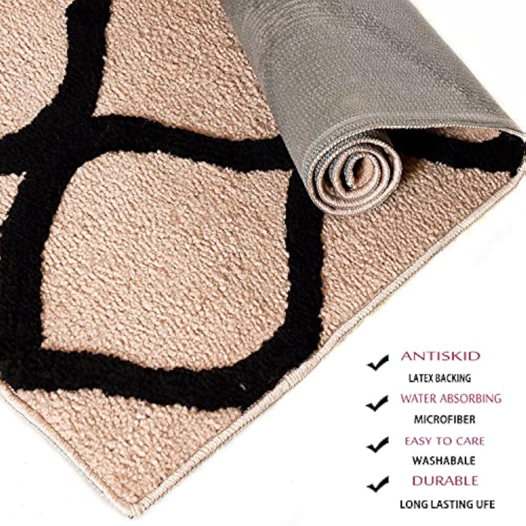 Anti-Slip Microfiber Bath Mat, Soft and Absorbent