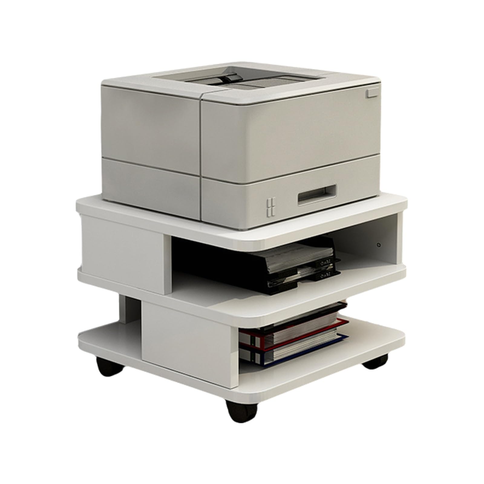 Supporto da Scrivania per Stampante a 2 Livelli Altezza 30cm Mobilettos Salvaspazio Mobilettos con Ruote Carrello Porta Stampante per Ufficio Casa(White,40 * 40 * 30cm)