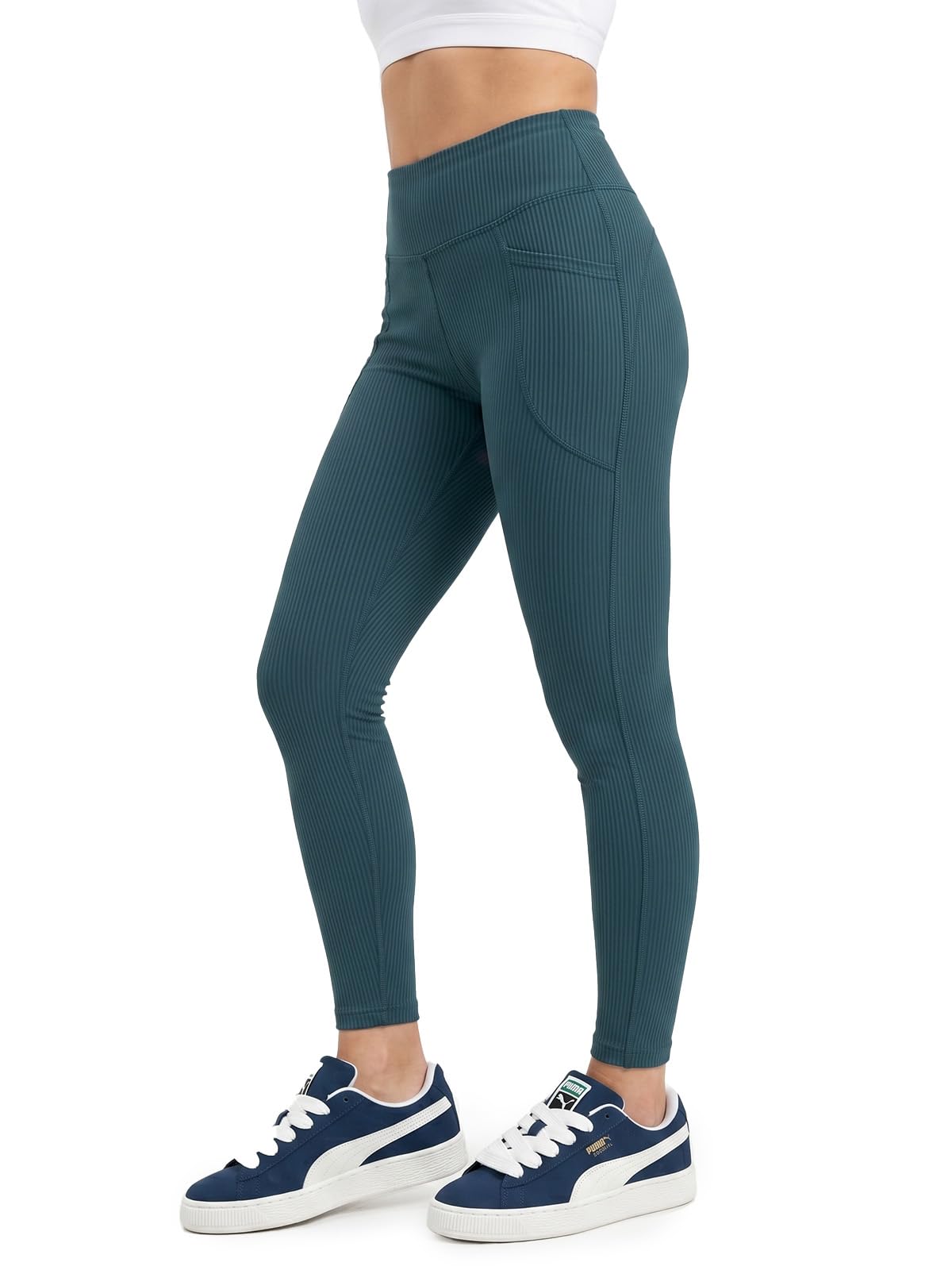 JUNEBERRY® Damen-Sport-Leggings, Elastan, strukturiert, Stretch, leicht, bequem, für Fitnessstudio, XS-XL