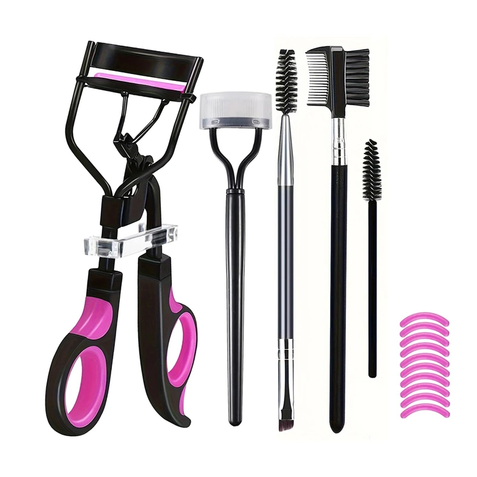 7/16 stücke Wimpern Curler Set Mit Ersatz Pads for Frauen Curling Pinzette Clips Lash Mascara Zauberstäbe Pinsel Make-Up-Tool(16pcs black)