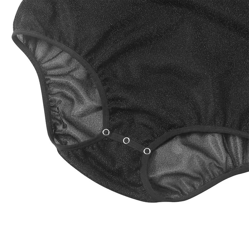 Mens Shiny Mesh Onesie Snap Crotch Romper Short Sleeve Bodysuit4