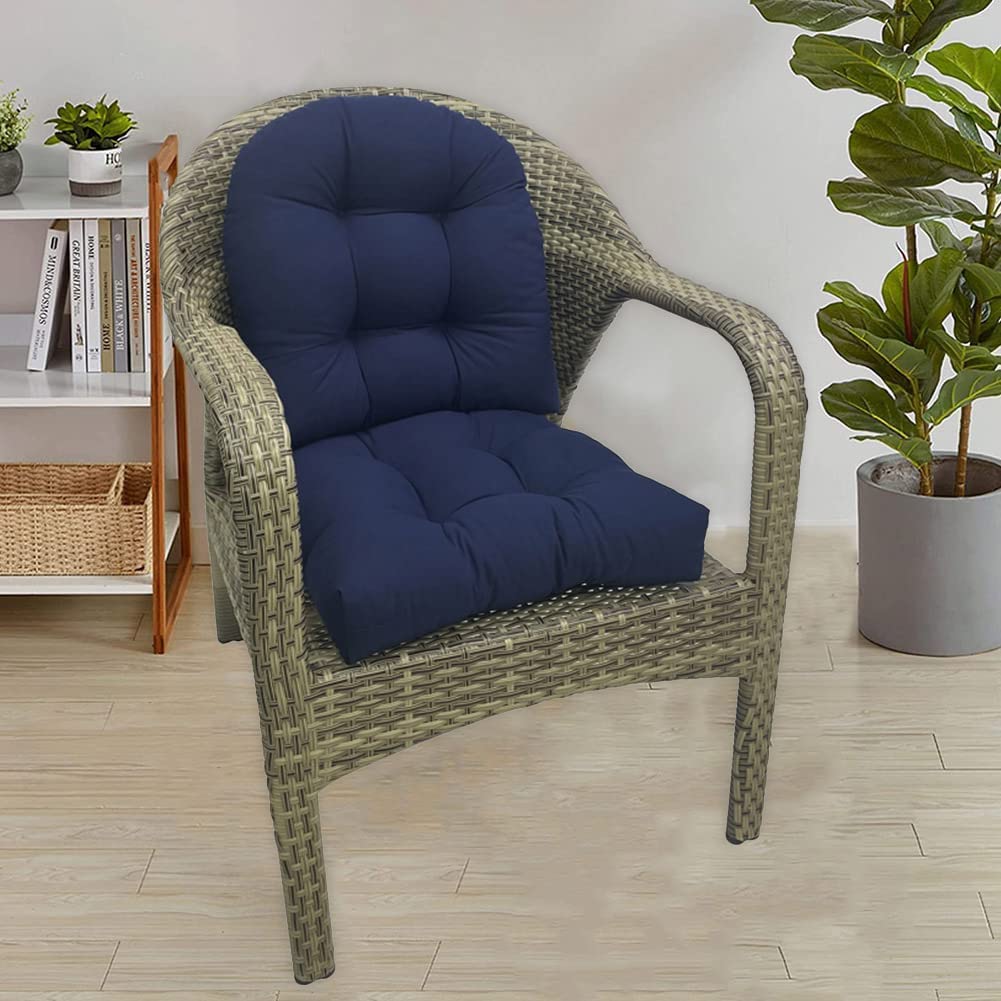 Navy Blue Wicker Cushions Outsunny 8 Piece Seat Cushion & Pillow