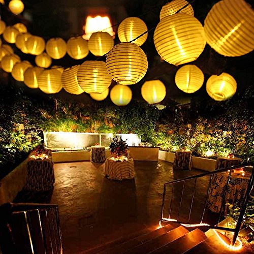 LUCKLED Outdoor Fairy Lantern Solar String Lights, 19.7ft 30 LED Christmas Globe Lights for Indoor and Outdoor, Home, Lawn, Garden, Wedding, Patio, Party, and Holiday Decorations (Warm White)