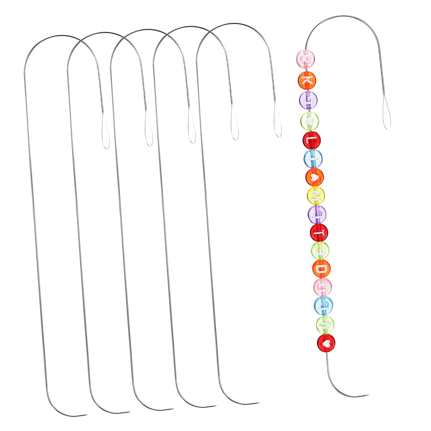 KONTONTY DIY Beads Chain Tool 6 Pack Beading Needles Bead Threader for Jewelry Making Fine Point