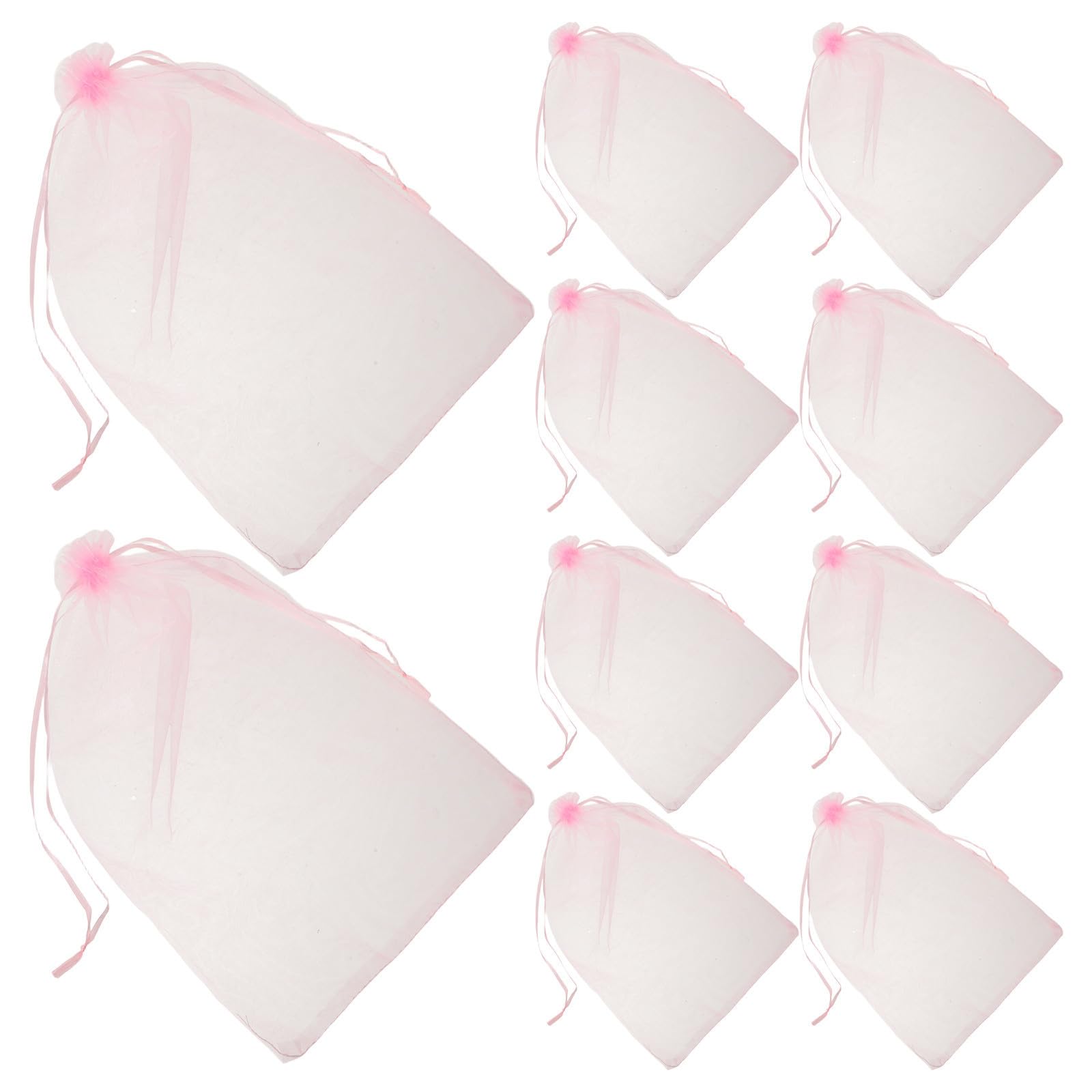Bolsas de organza para dulces de boda 20x30 cm pack 100 rosa transparente