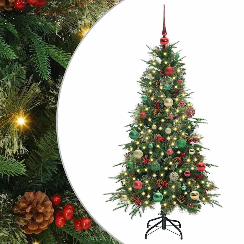 Sztuczna składana choinka, zielona, 150 cm, PE i PCW, wstępnie oświetlona 150 diodami LED, zasilana przez USB, do użytku wewnątrz i na zewnątrz, świąteczna dekoracja