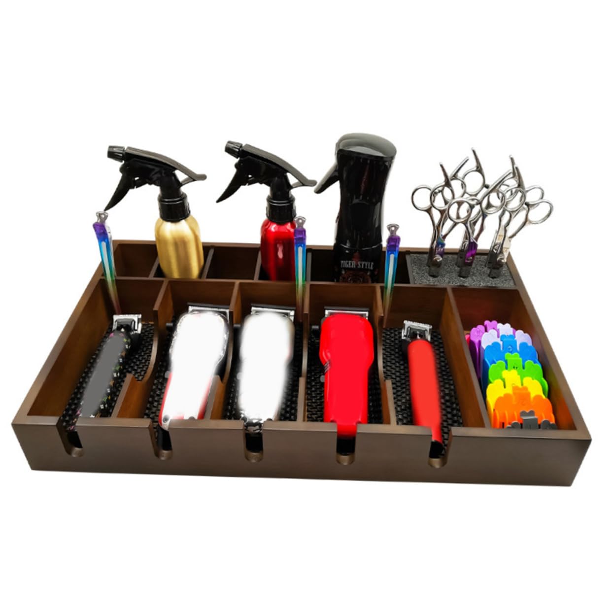 VICASKY Organisateur en Bois Massif et Design à Grille Rationnelle Grosse Capacité Porte-outils Pratique pour Salon de Coiffure pour Ciseaux et Tondeuses Professionnelles