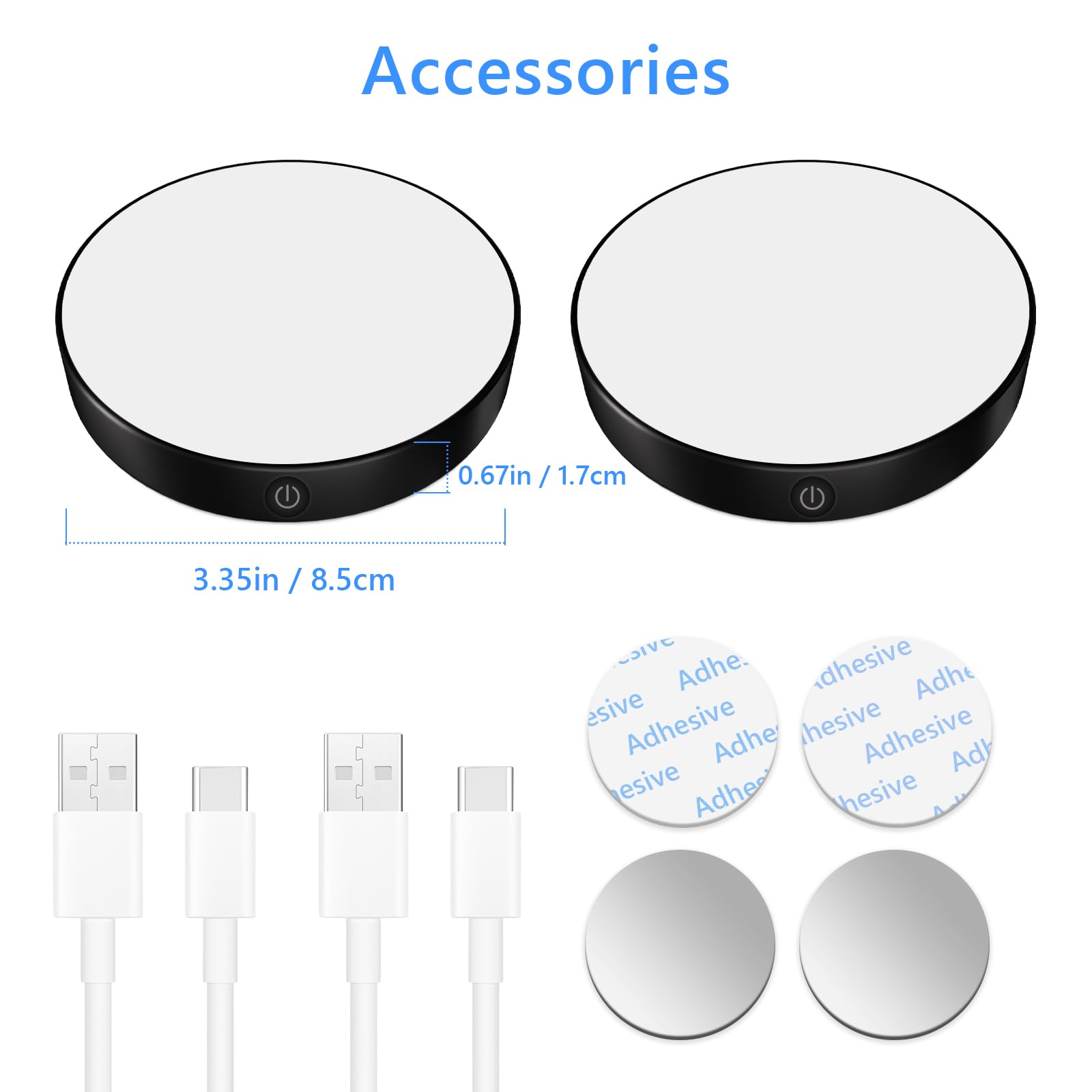 Ferswe Luce notturna ricaricabile 6000K, luce tattile dimmerabile con batteria grande da 1000 mAh, luminosità regolabile, luci da attaccare per armadio, armadietto, bancone, cucina (confezione da 2)