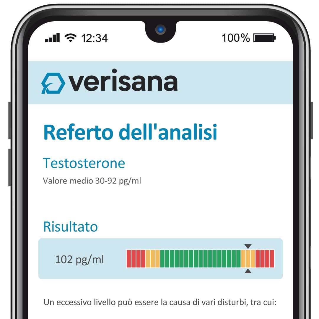 Test del testosterone | Test di laboratorio per misurare la carenza o l'eccesso di testosterone | Test ormonale (salivare) adatto per massa muscolare e allenamento della forza | Verisana