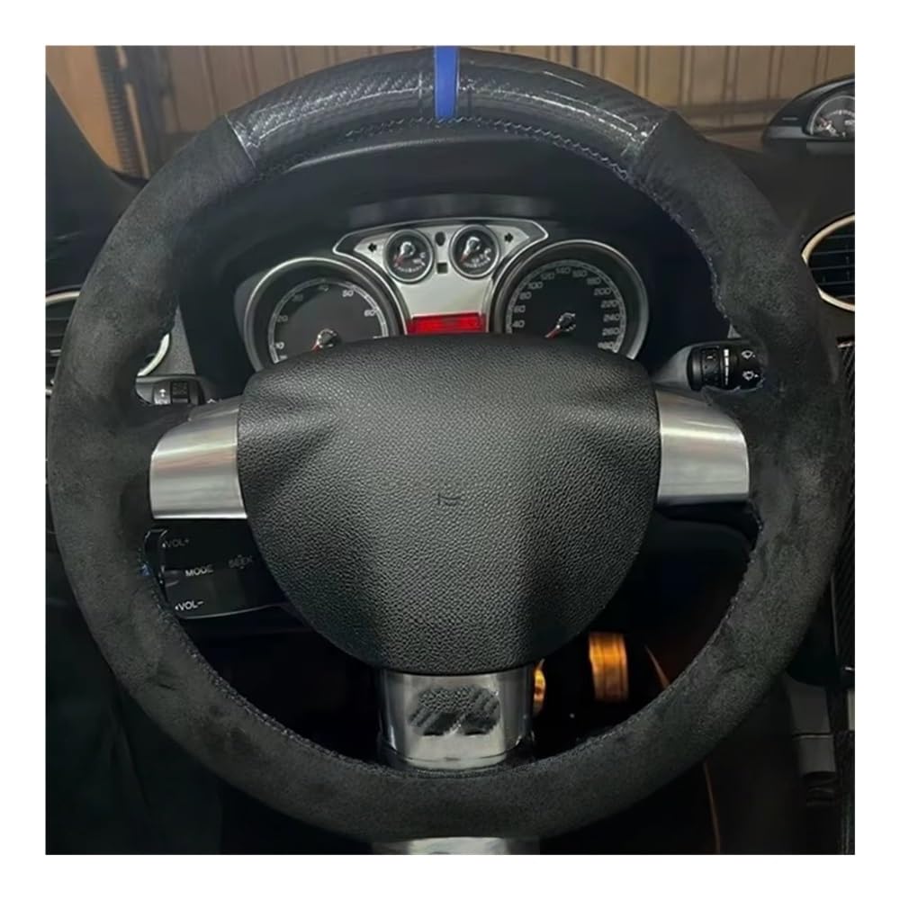 Funda Protectora Volante para Volante de Coche para Focus ST 3 RS | Funda para volante de coche para Focus ST 3 RS 2005-2012, de gamuza y fibra de carbono, de PU.