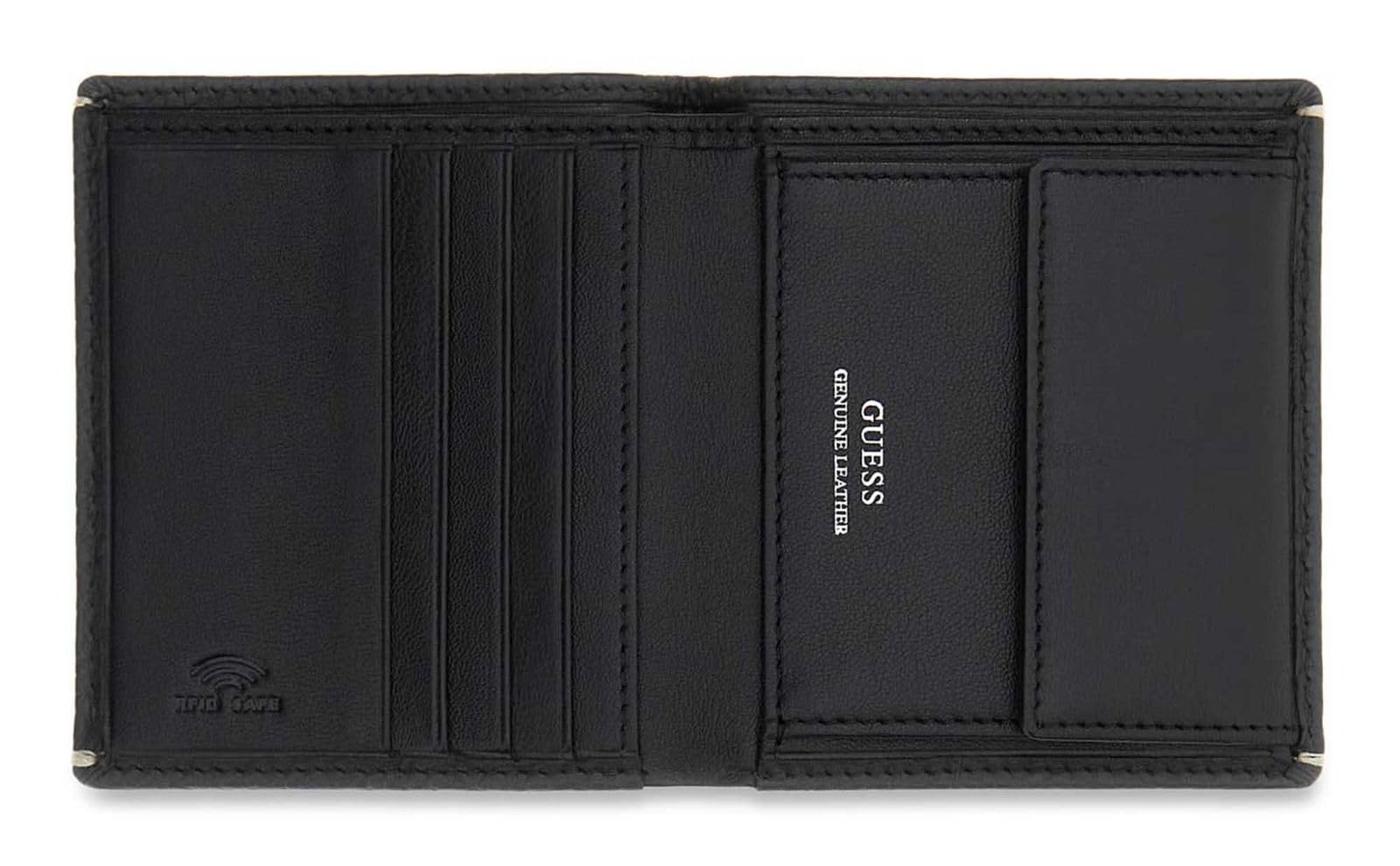 GUESS Cuero Monedero Boston Bifold Wallet Black Negro