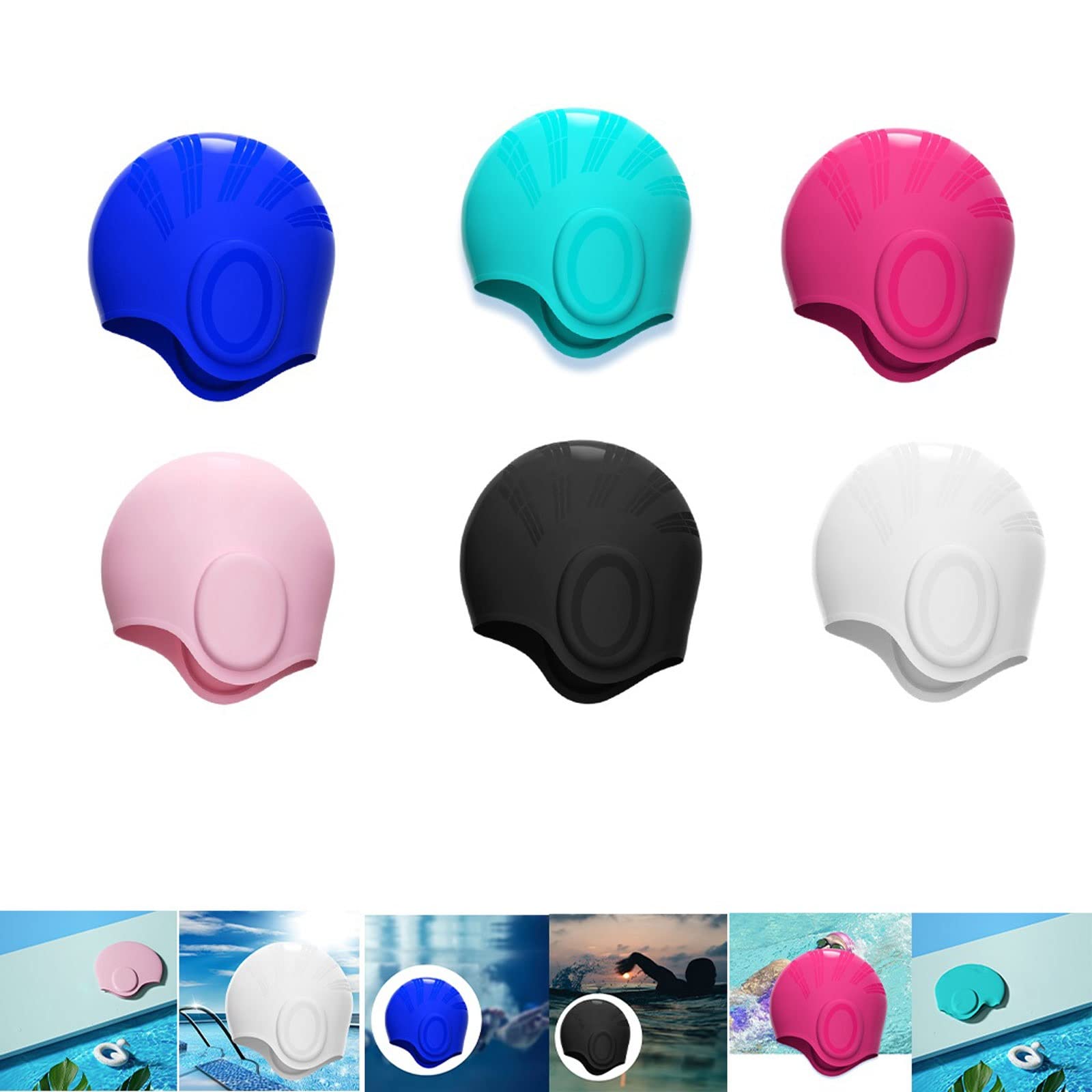 Bonnet de bain en silicone pour cheveux longs - Flexible - Pour garder vos cheveux au sec - En silicone naturel - Pour piscine
