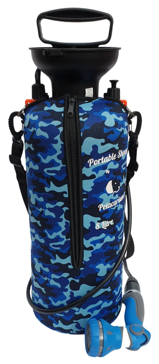 Petacarium Insulated Portable Shower (8 Litre, Aqua) for Dogs, Camping, Paddleboarding, Muddy Walks — image 1