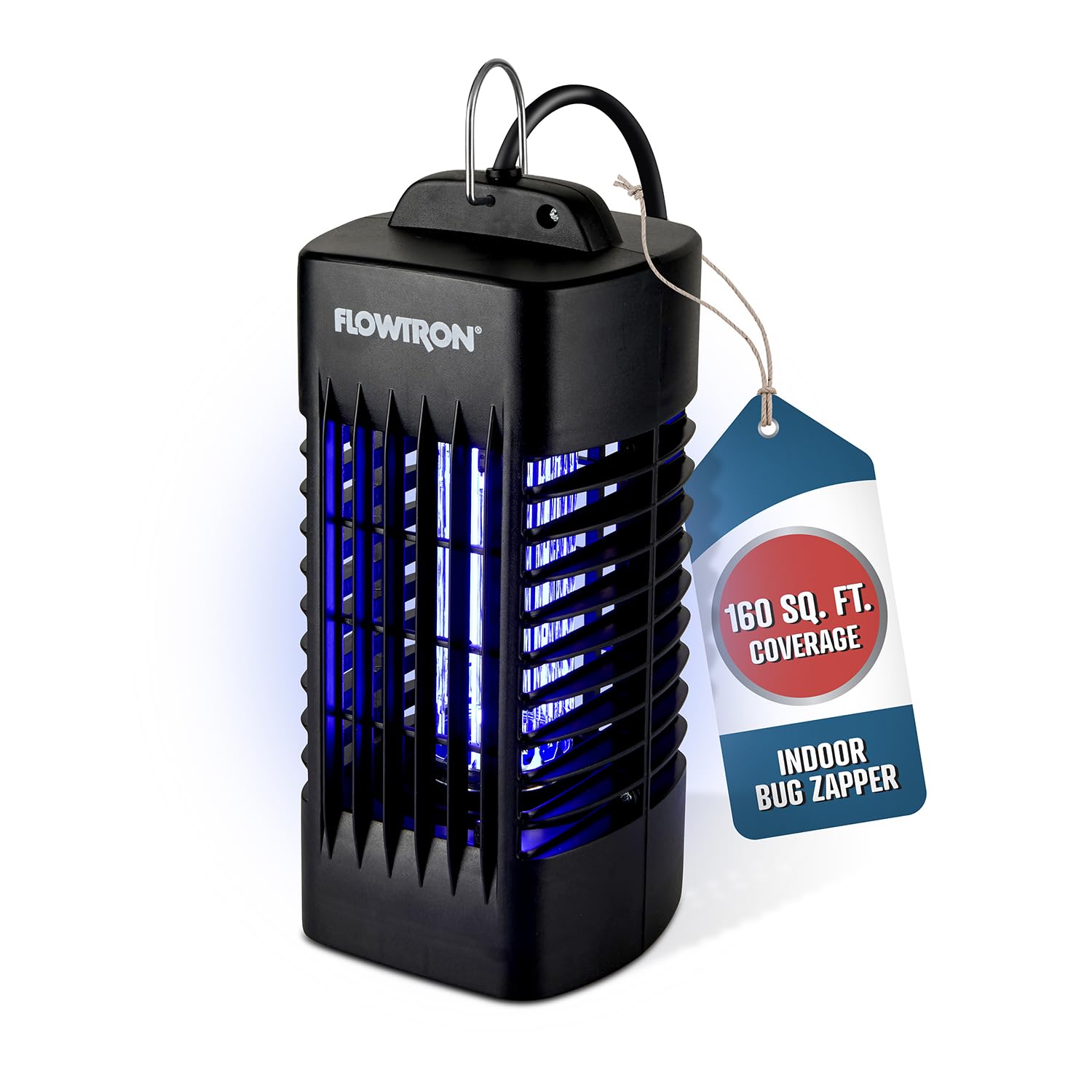Flowtron Insektenvernichter für den Innenbereich, UV, 1000 V, 160 m², Schwarz | Passend für Küchen, Schlafzimmer und Büros, die einen stabilen Schutz benötigen – einfach in jede Steckdose stecken