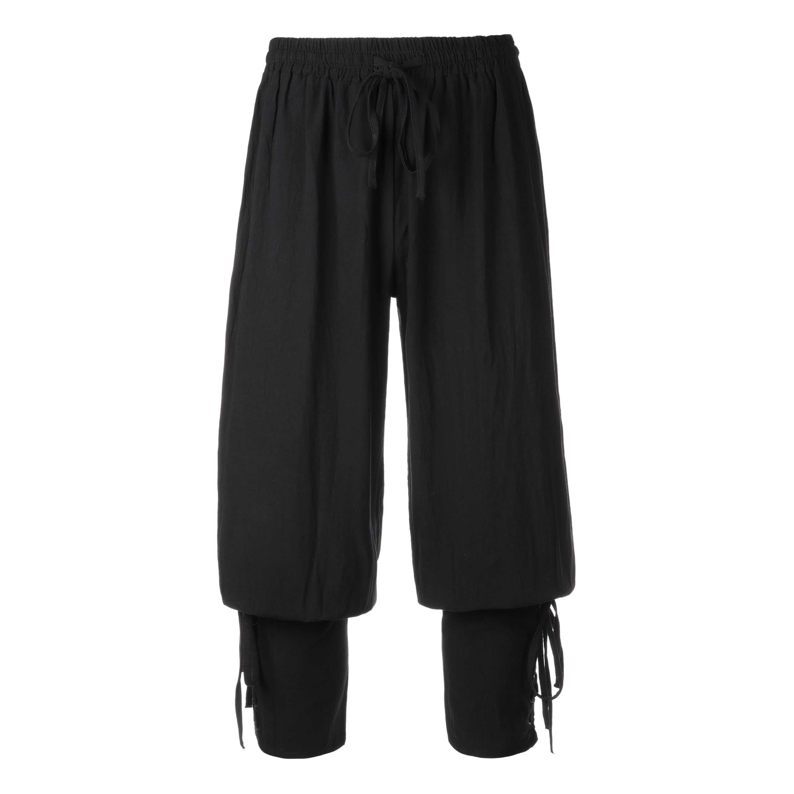 Karnelux Men's Black Medieval Trousers – Costume Lace-Up Trousers For Larp, Pirate Or Viking – Pirate Costume For Carnival, Halloween Or Cosplay, L