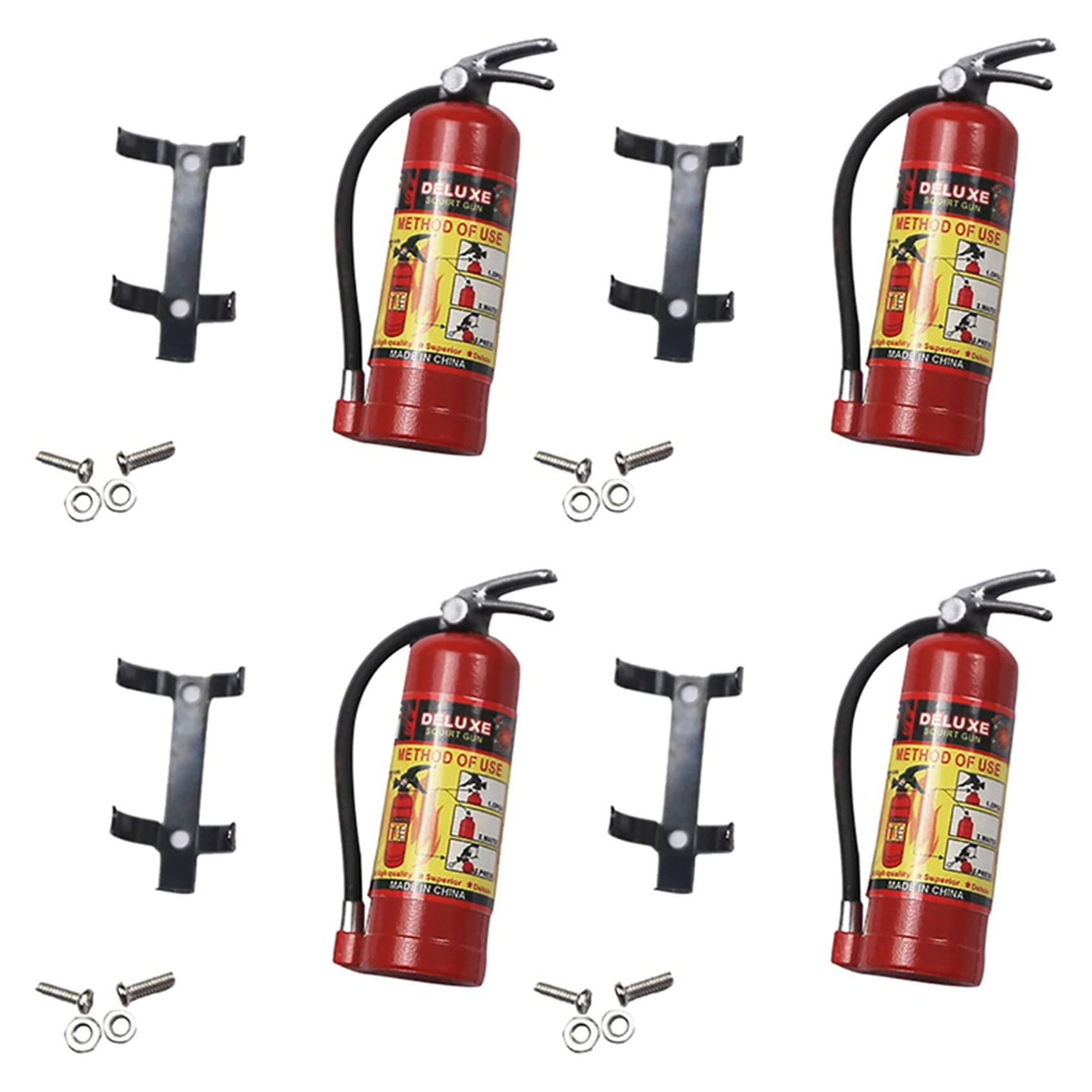 4X RC Dekoration Metall Mini FeuerlöScher für 1/10 RC Crawler SCX10 90046 TRX4 D90, Rot