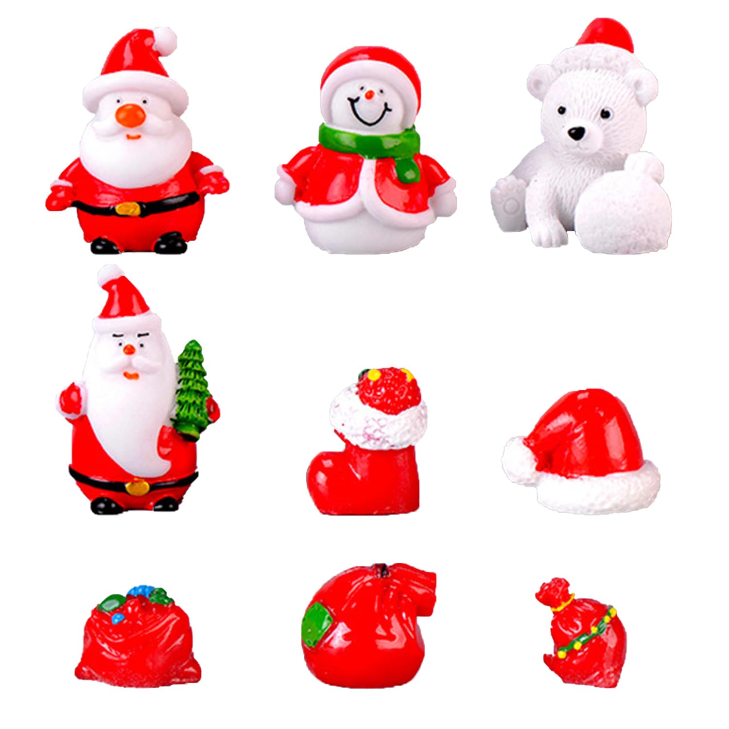 18 Piezas Mini Adornos Navideños de Resina, Resina Santa Claus Decoración del Paisaje, Mini Adornos Navideños en Miniatura, Resina Figuras en Miniatura Navideños Adornos, Mini Figuritas de Navidad